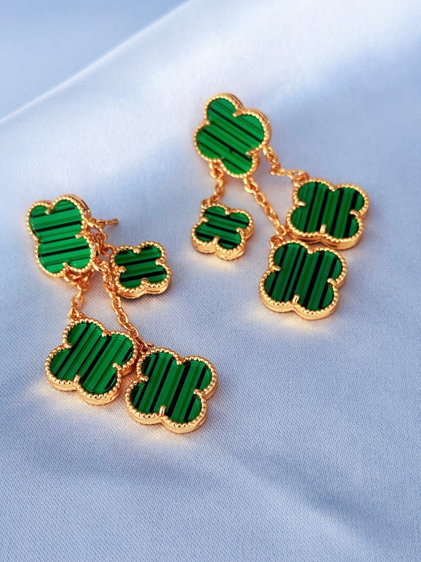 Green Dera Lightweight Colourful Clover Earrings
