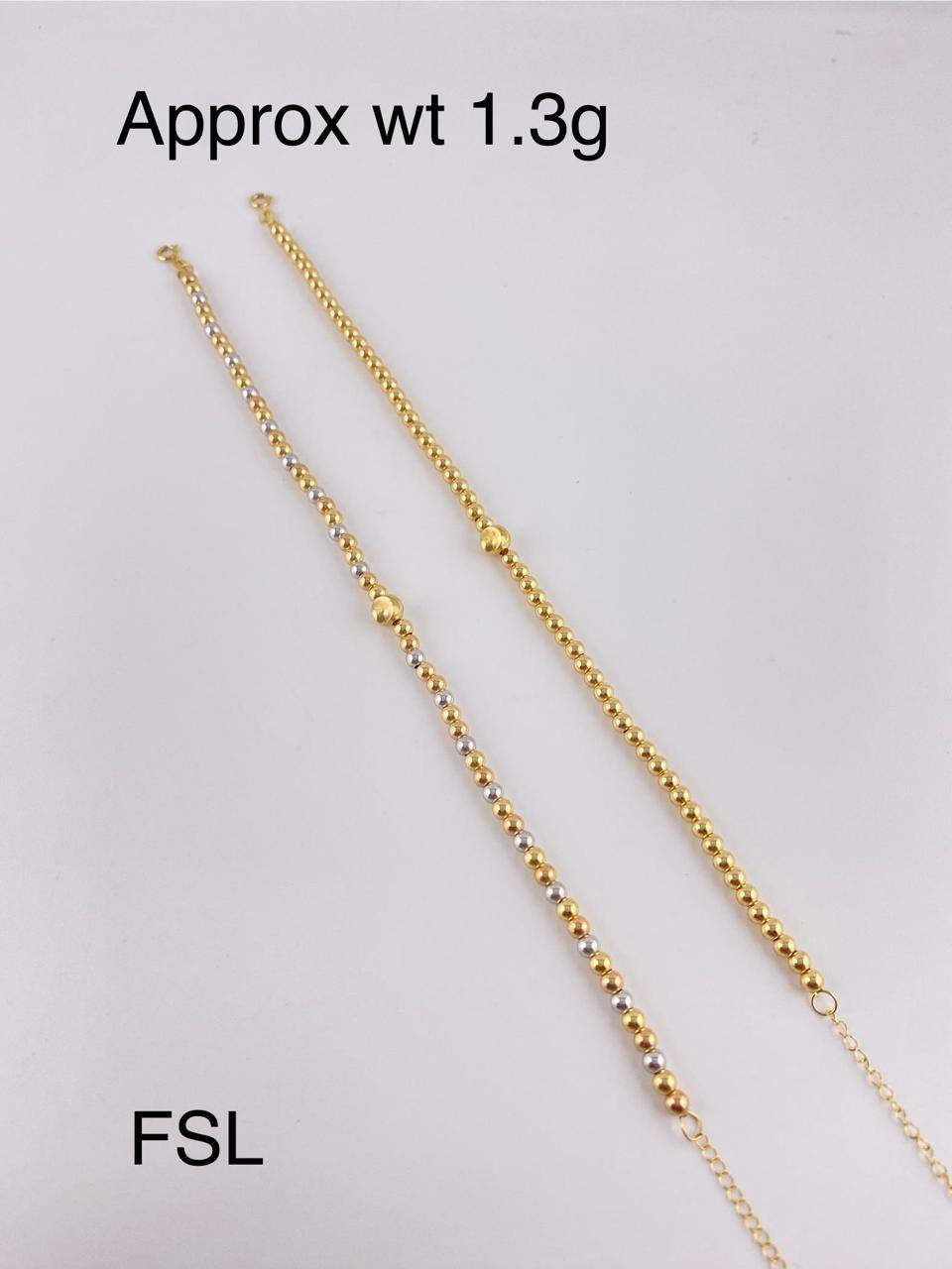 DefaJ 18 Karat Pure Gold Ball Bracelet 8inches