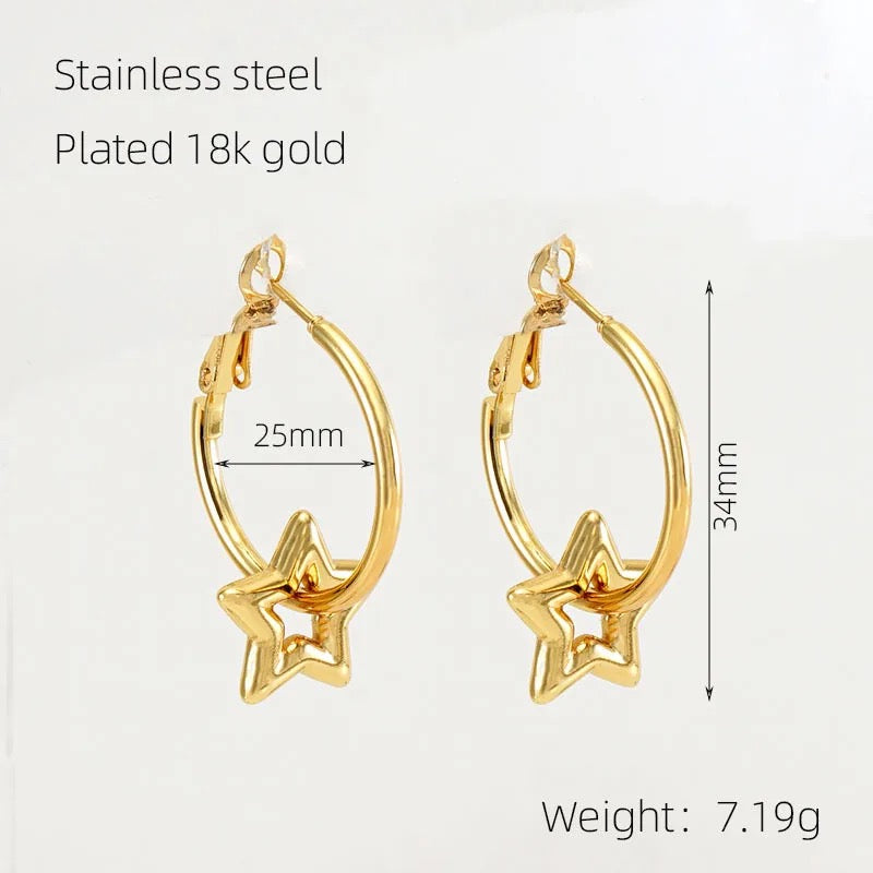 Dema 18K Gold Plated Stainless Steel Hoops For Women and Teenagers