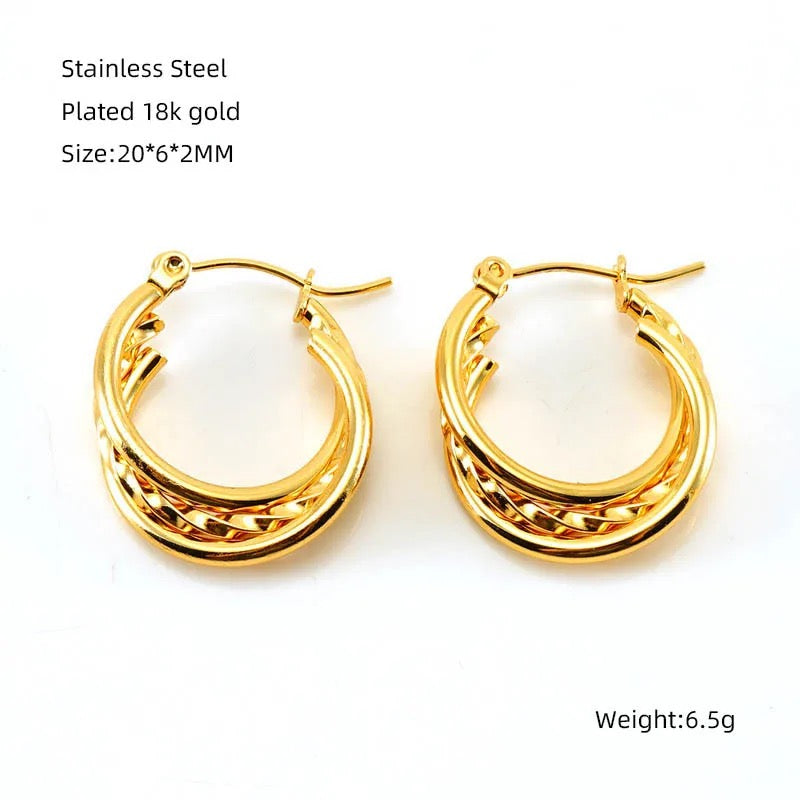 Dema 18K Gold Plated Stainless Steel Hoops For Women and Teenagers