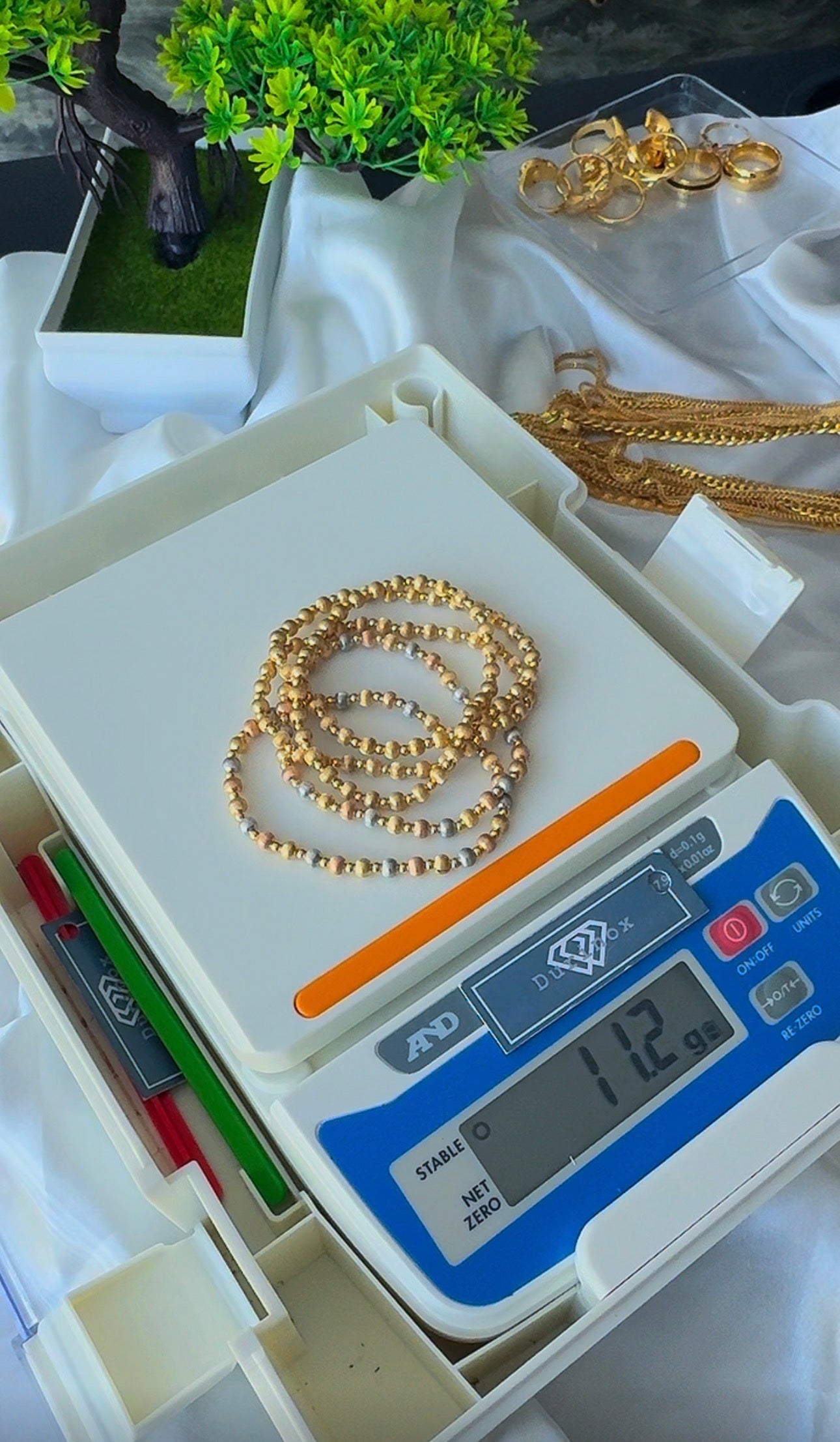 18K Solid Gold Ball Bracelets | Stretchable Bangles | 2.2g (Extra) | Small - Medium Wrist