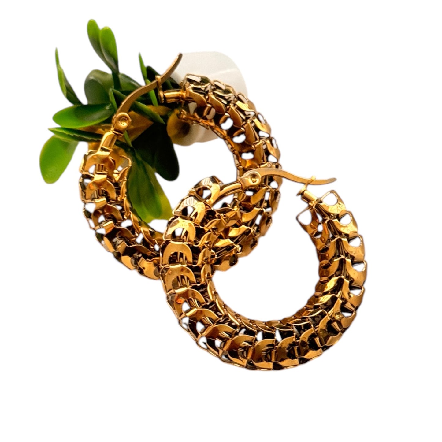 Order Deram 18K Gold Plated Elegant & Chunky Stainless Steel Hoop Earrings