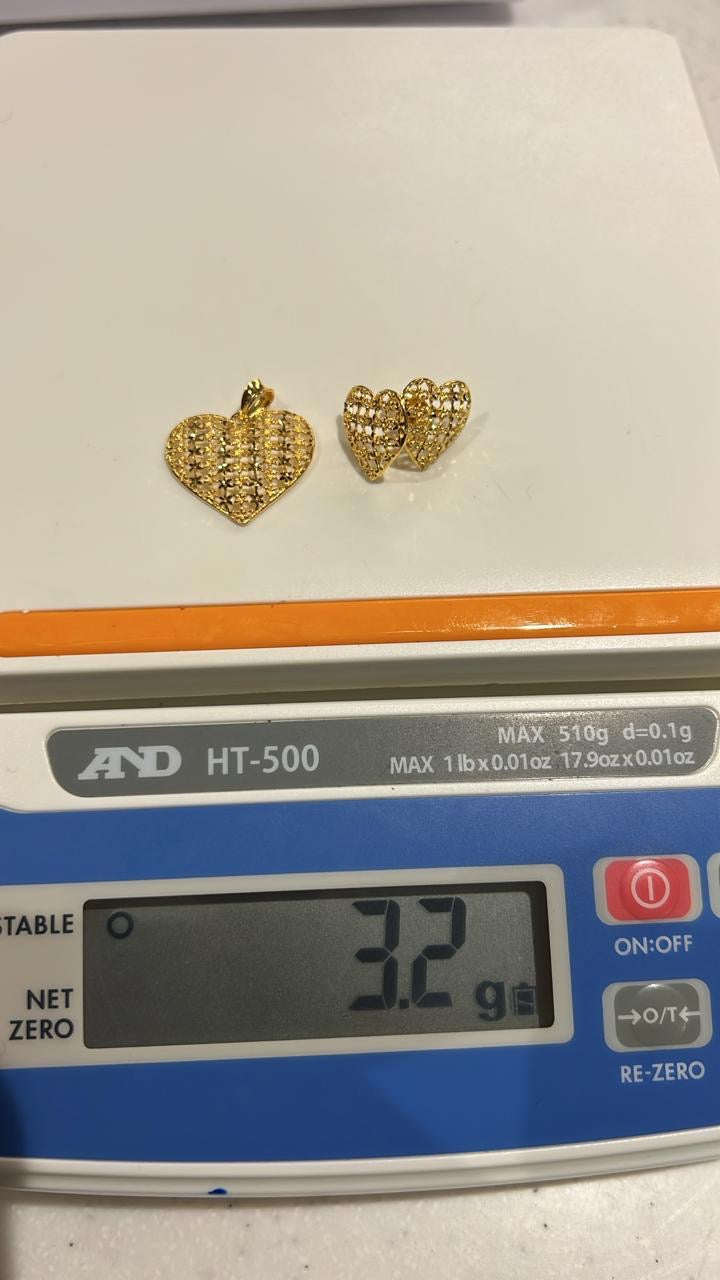 Degub 18K Pure Gold Earrings and Pendant Jewellery Set