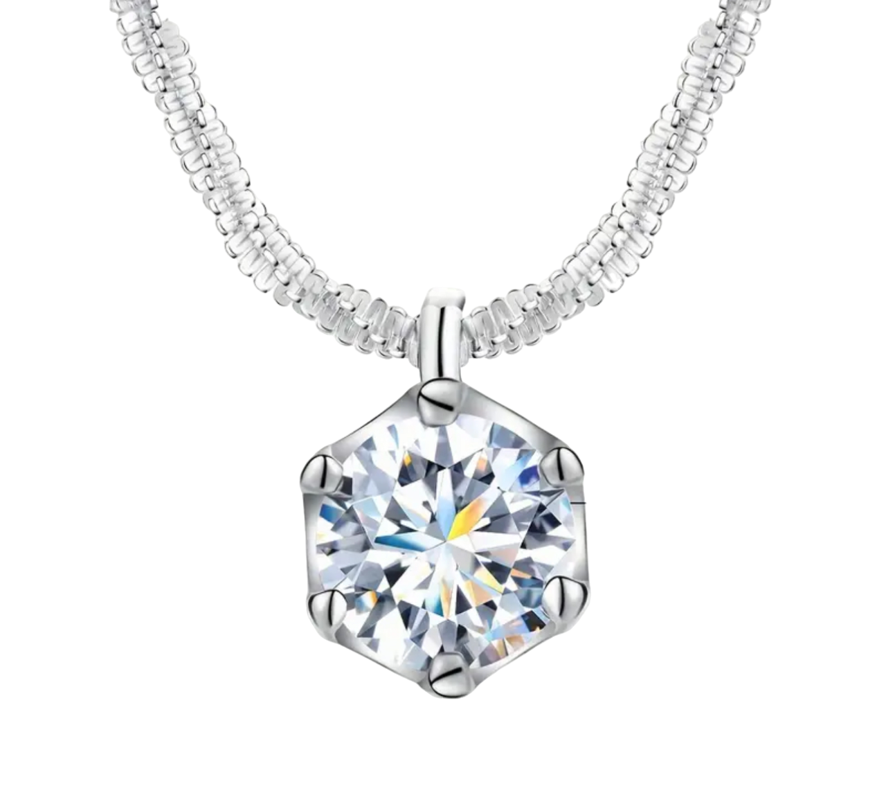 Order the Dilux2 Round Moissanite 925 Sterling Silver Hypoallergenic Chain Necklace