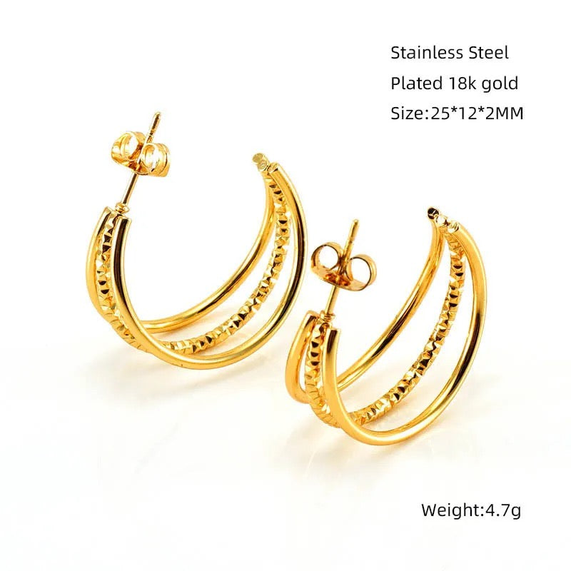 Dema 18K Gold Plated Stainless Steel Hoops For Women and Teenagers