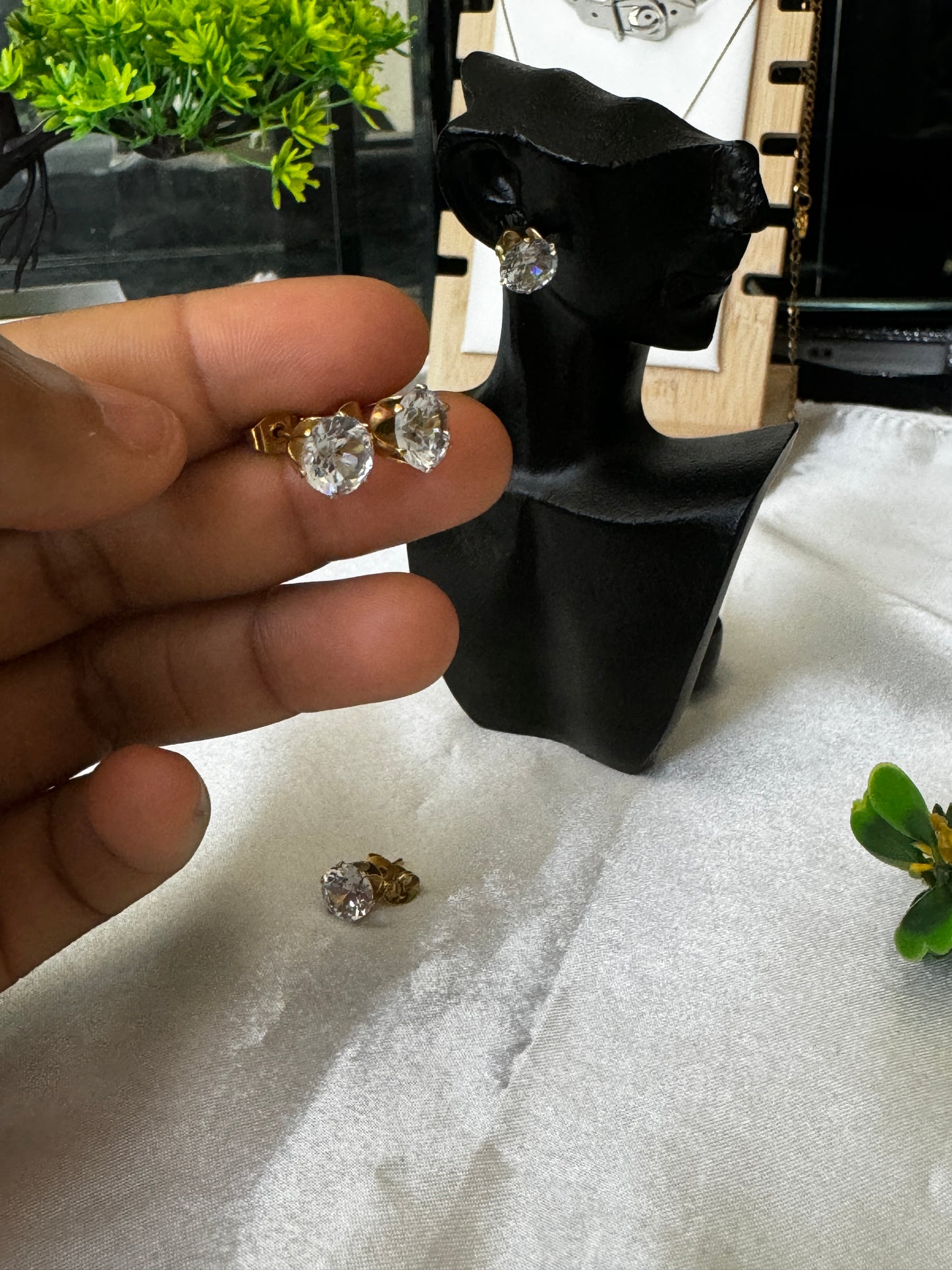 Deca Zirconia Stone Stud Earrings