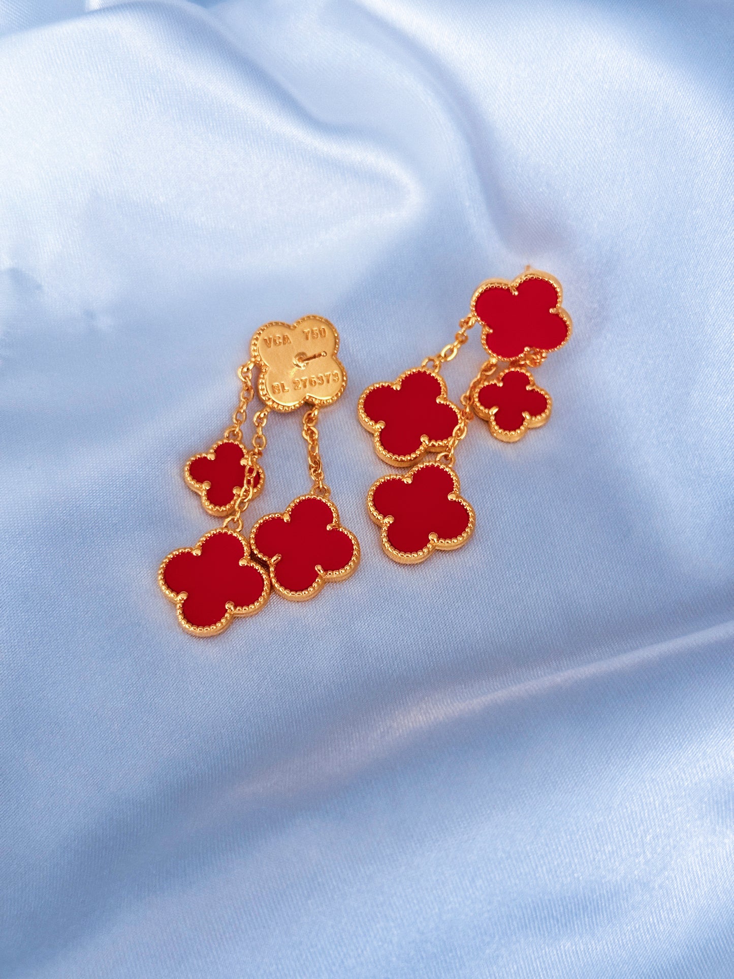 Red Dera Lightweight Colourful Clover Earrings