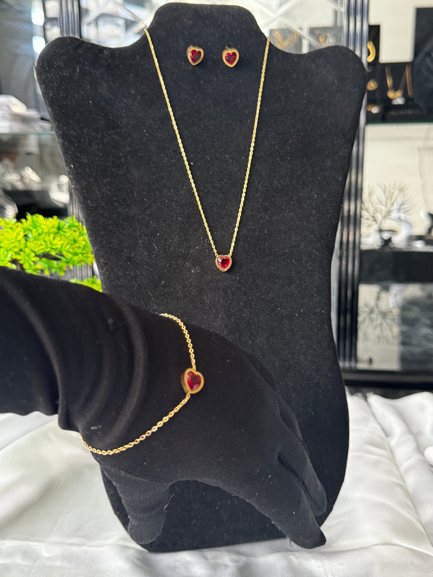DLix1 Super Double Electroplated Stainless Steel Non Tarnish Elegant Jewellery Set 17+2” Chain Length