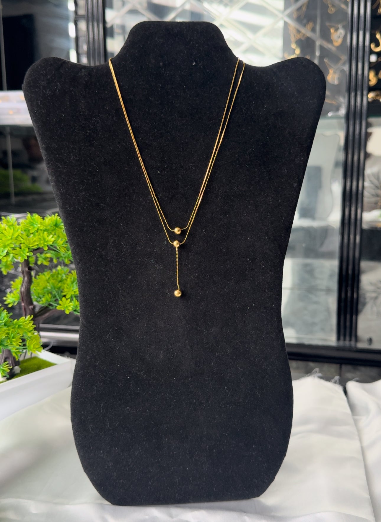 Dina Double Layer Non Tarnish Everyday Wear Necklace 16inches