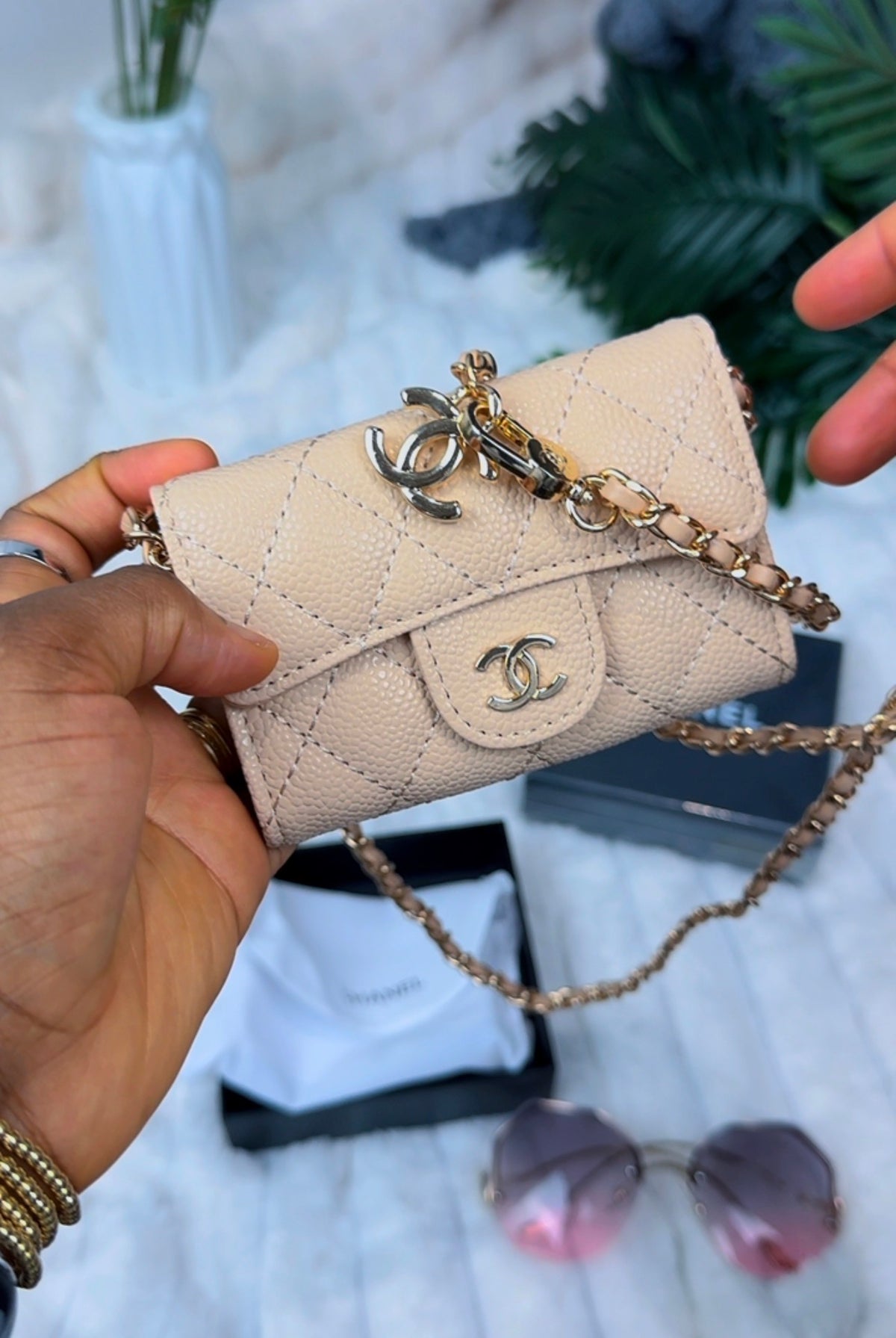 The Convertible Quilted Lambskin Leather Chain Wallet & Crossbody - LASi017 {Very Small}