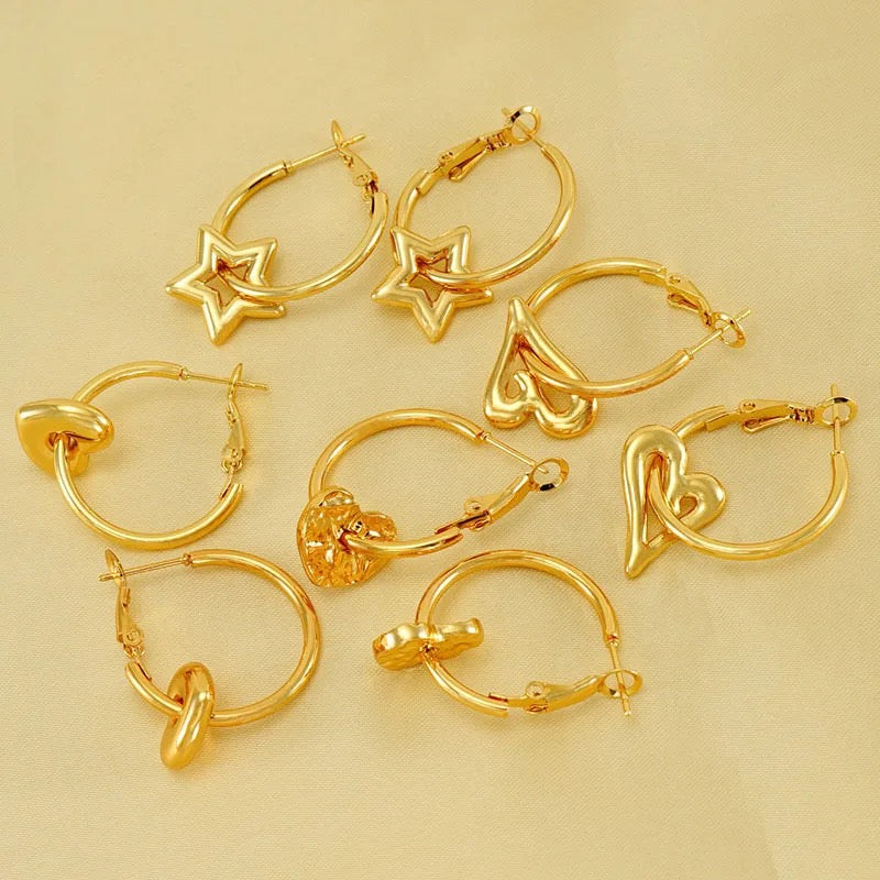 Dema 18K Gold Plated Stainless Steel Hoops For Women and Teenagers
