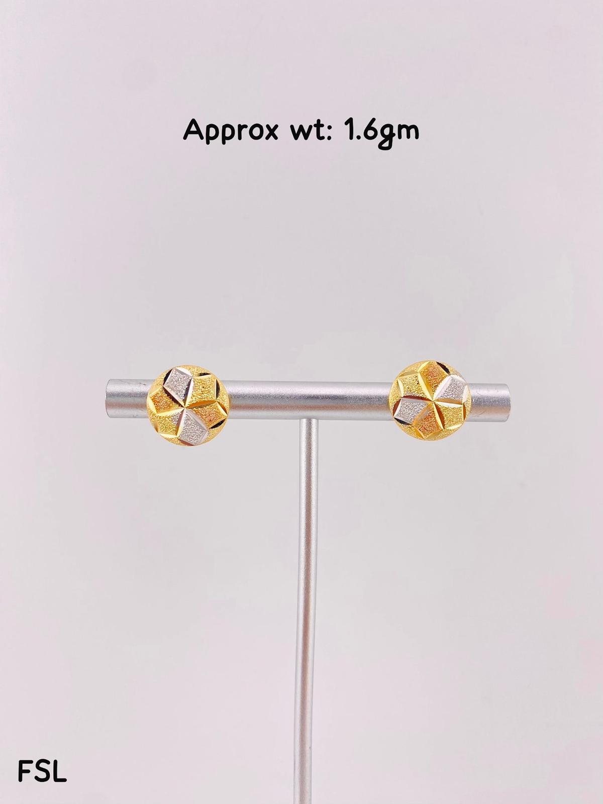 Degems 18ct Real Gold Pin Stud Earrings