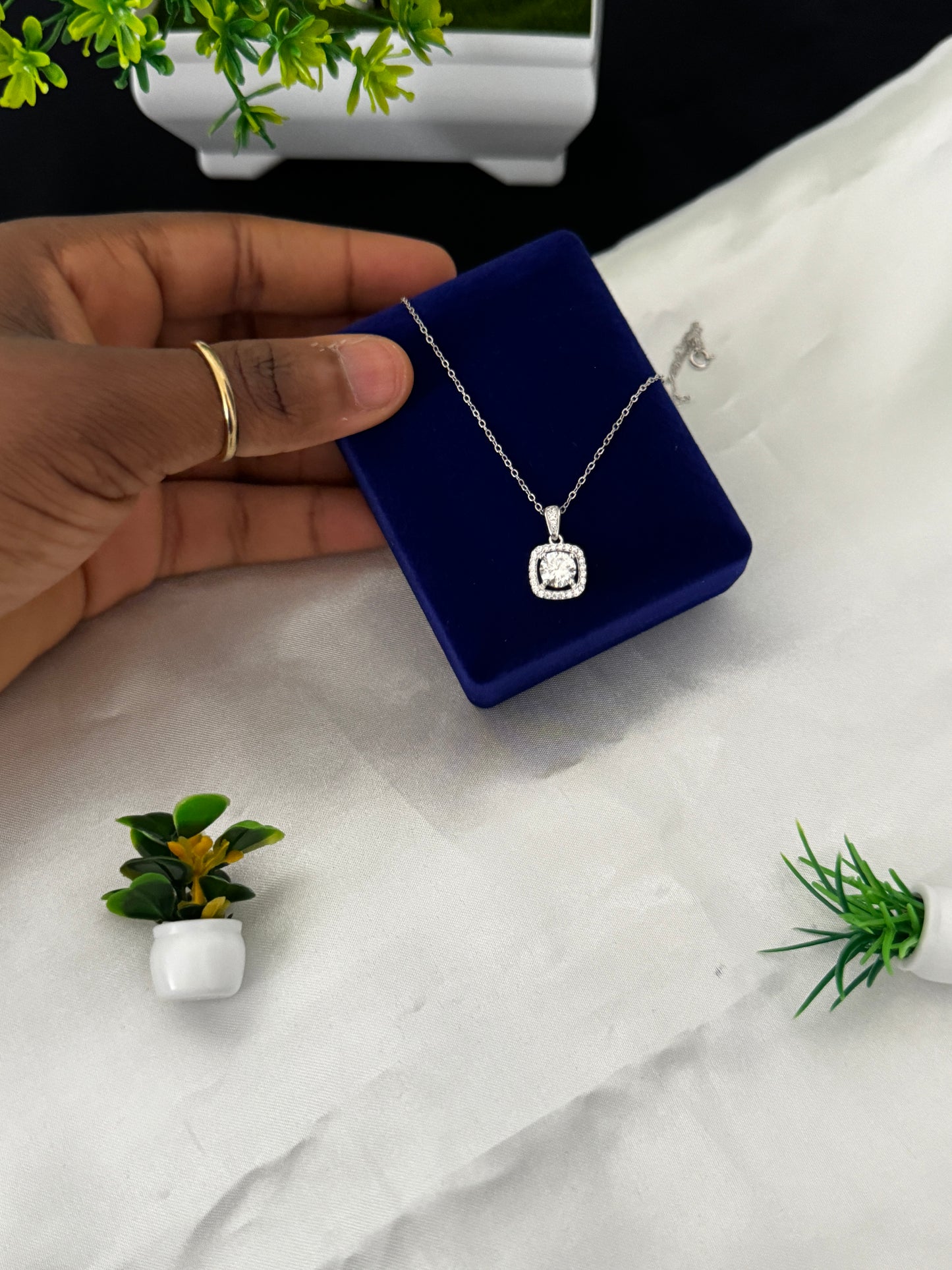 Dilux3 1ct Moissanite 18K Gold Plated Real 925 Sterling Silver Chain Necklace Jewellery for Bridal Wedding Party