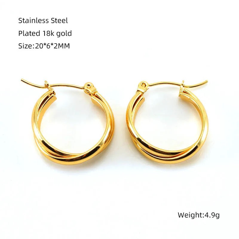 Dema 18K Gold Plated Stainless Steel Hoops For Women and Teenagers