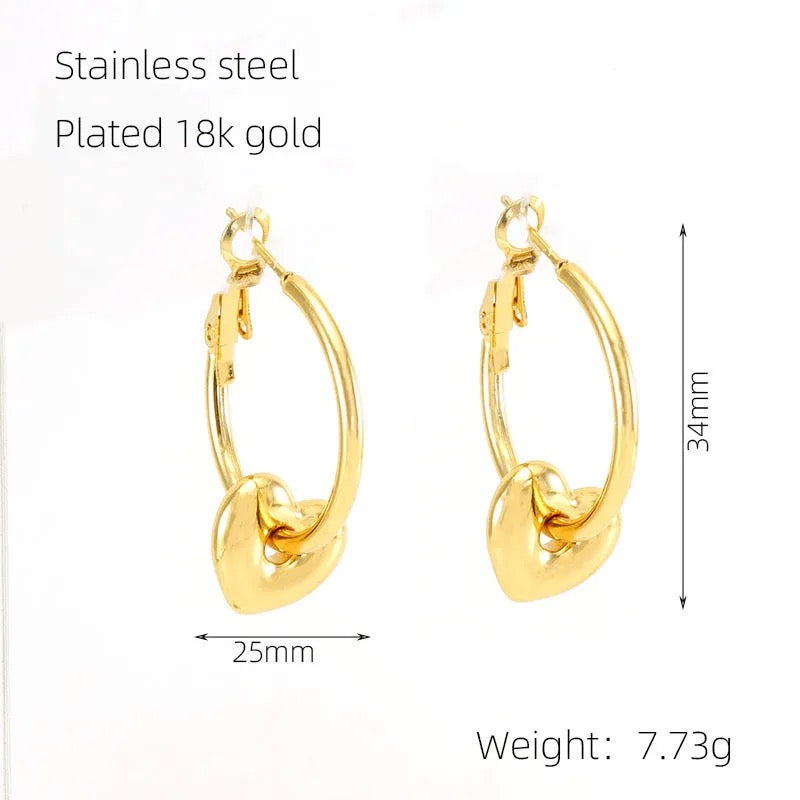 Dema 18K Gold Plated Stainless Steel Hoops For Women and Teenagers