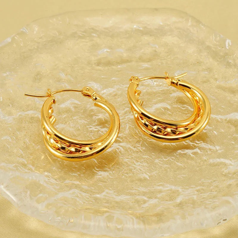 Dema 18K Gold Plated Stainless Steel Hoops For Women and Teenagers