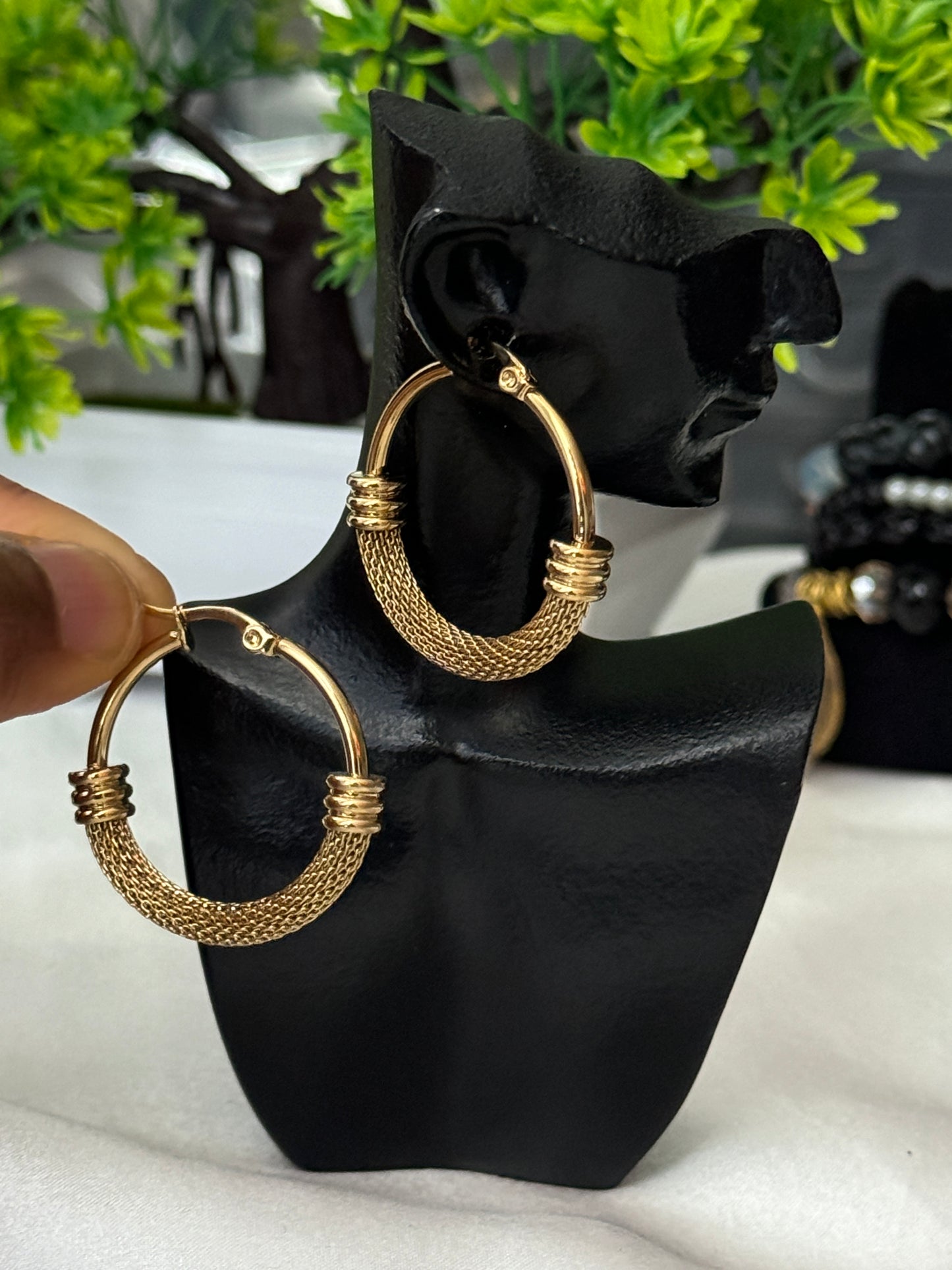 Deram 18K Gold Plated Elegant & Chunky Stainless Steel Hoop Earrings