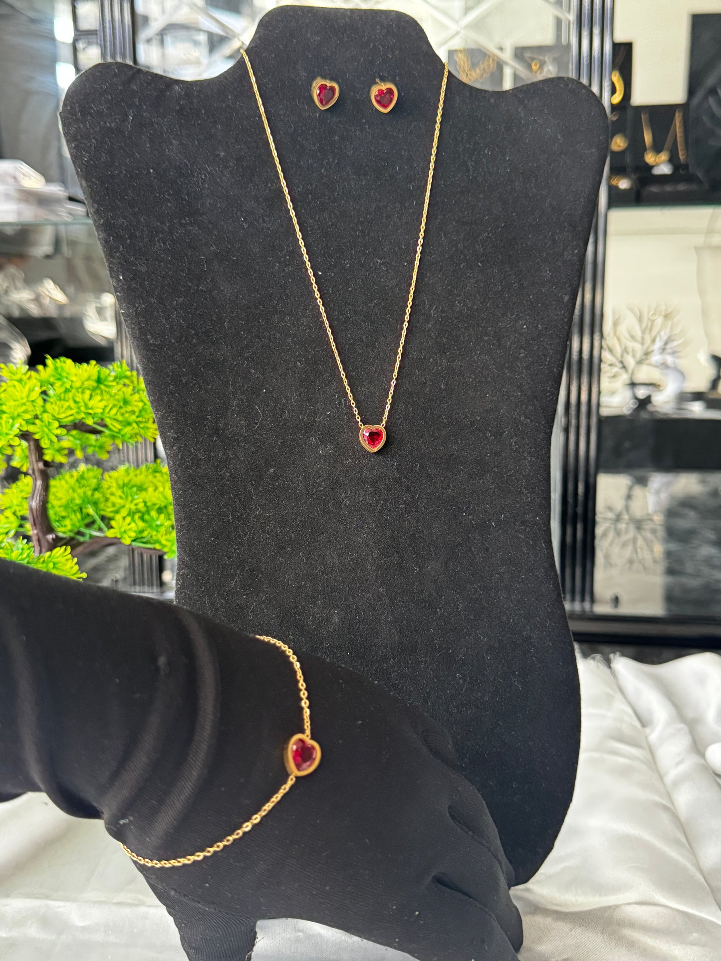 DLix1 Super Double Electroplated Stainless Steel Non Tarnish Elegant Jewellery Set 17+2” Chain Length