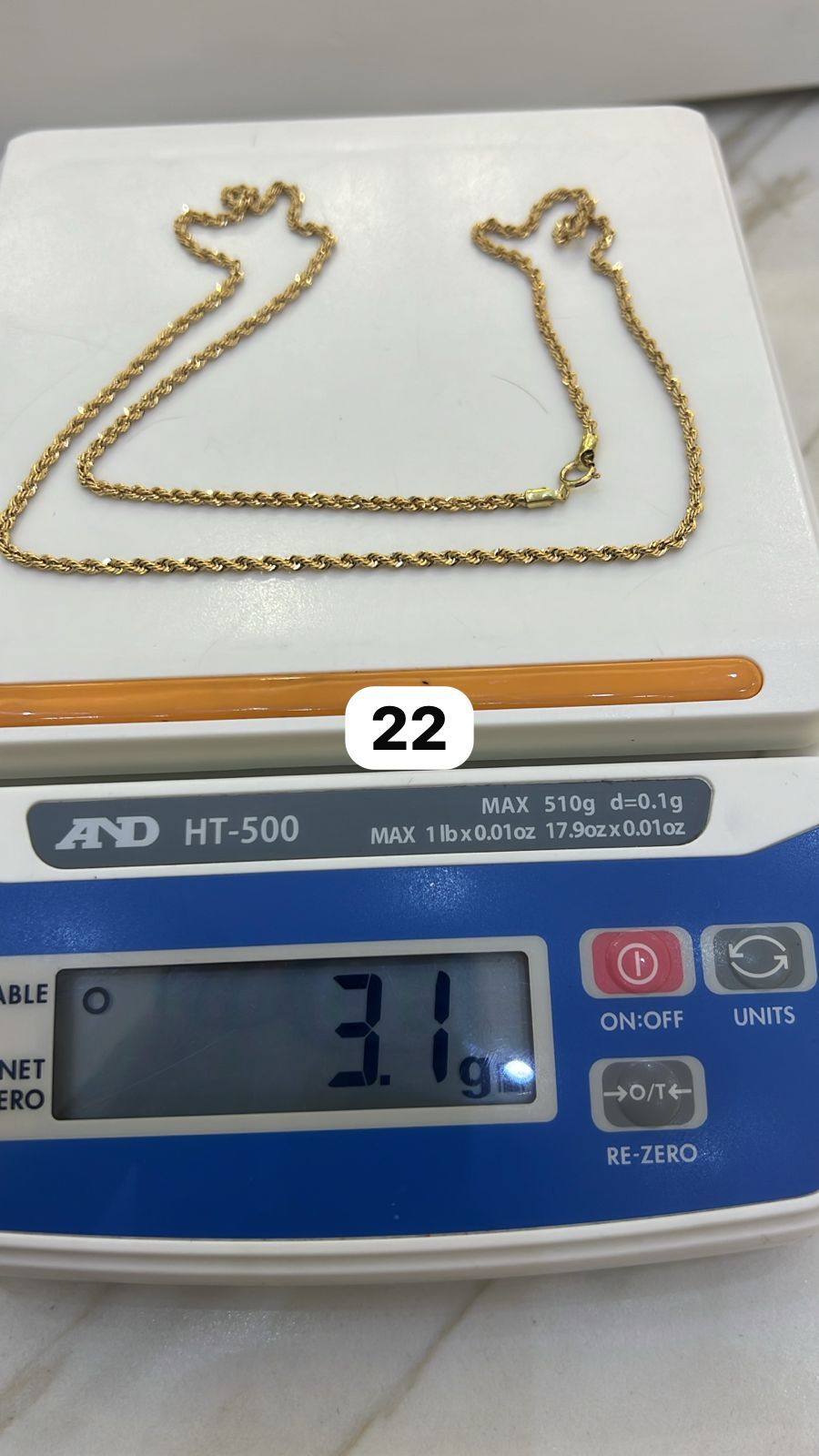 Degak 18Karat Pure Gold Twist Rope Chain