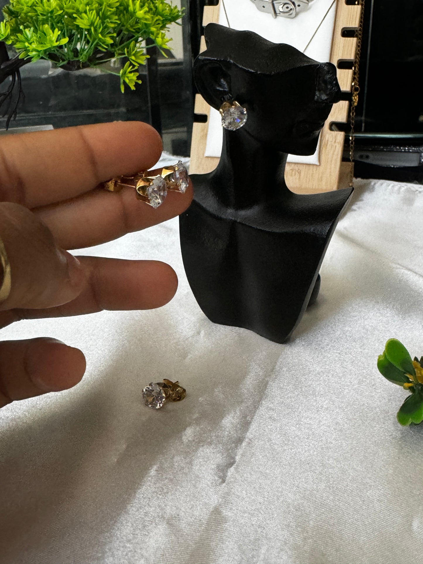Deca Zirconia Stone Stud Earrings