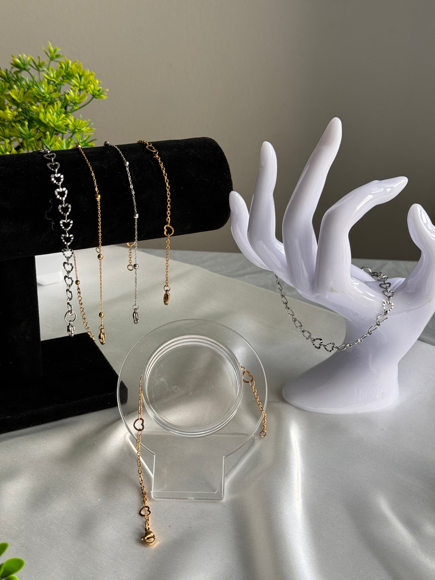 Doha Silver Stainless Steel Bracelet and Anklet Set