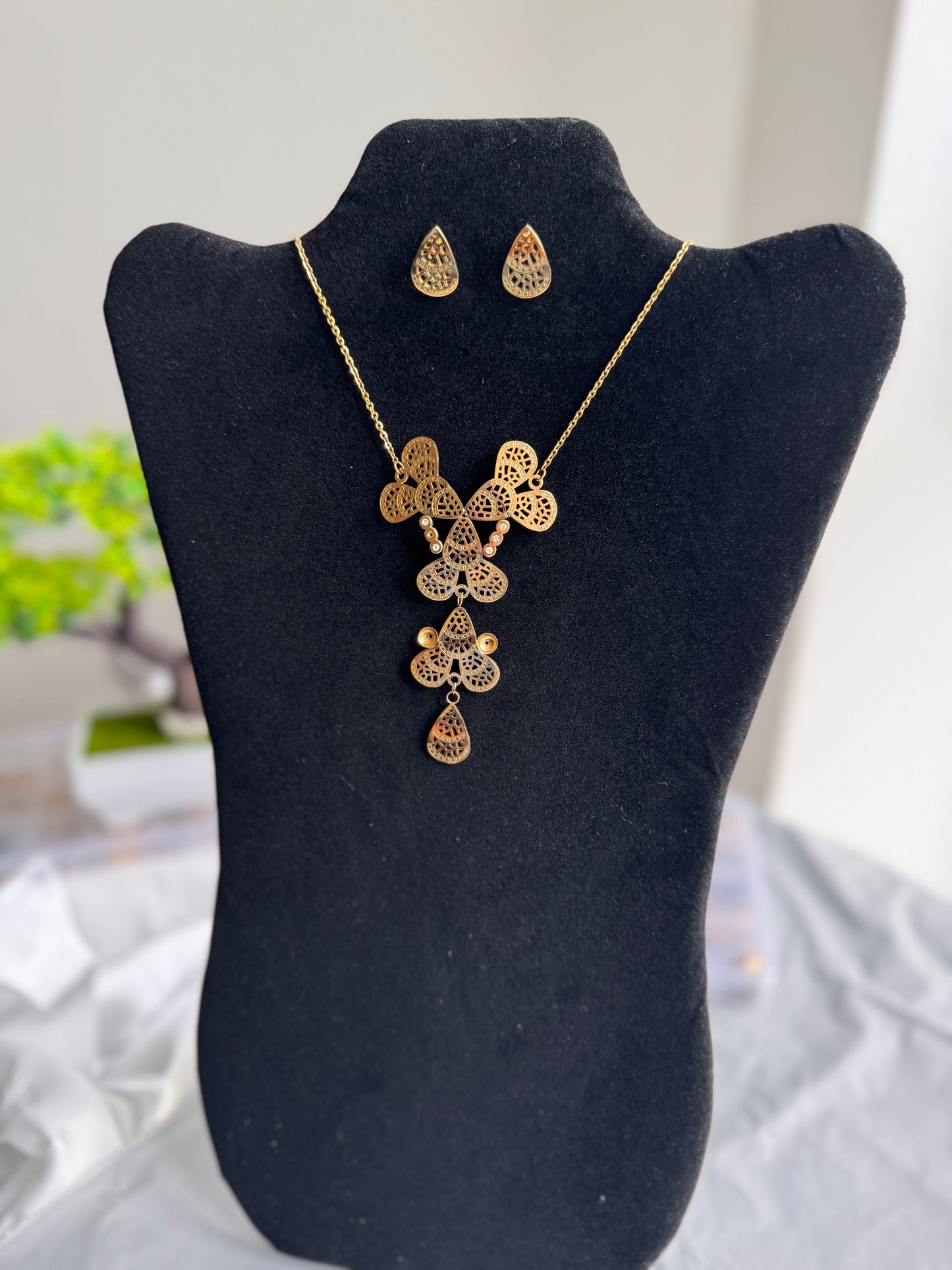 Dijja Super Double Electroplated Stainless Steel Bold Jewellery Set