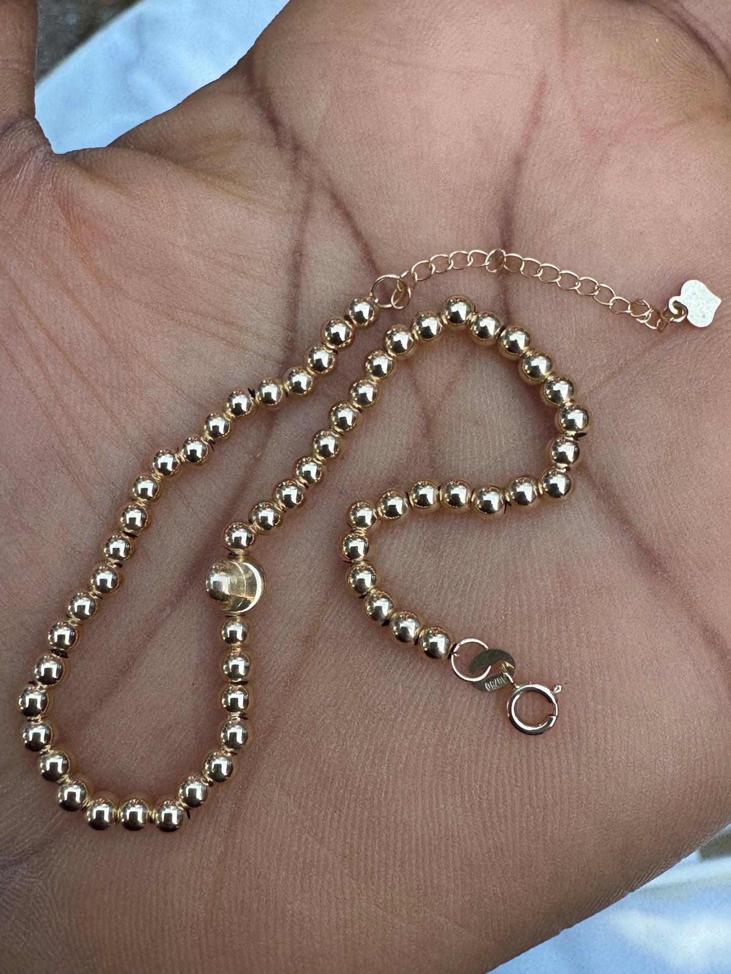 DefaJ 18 Karat Pure Gold Ball Bracelet 8inches