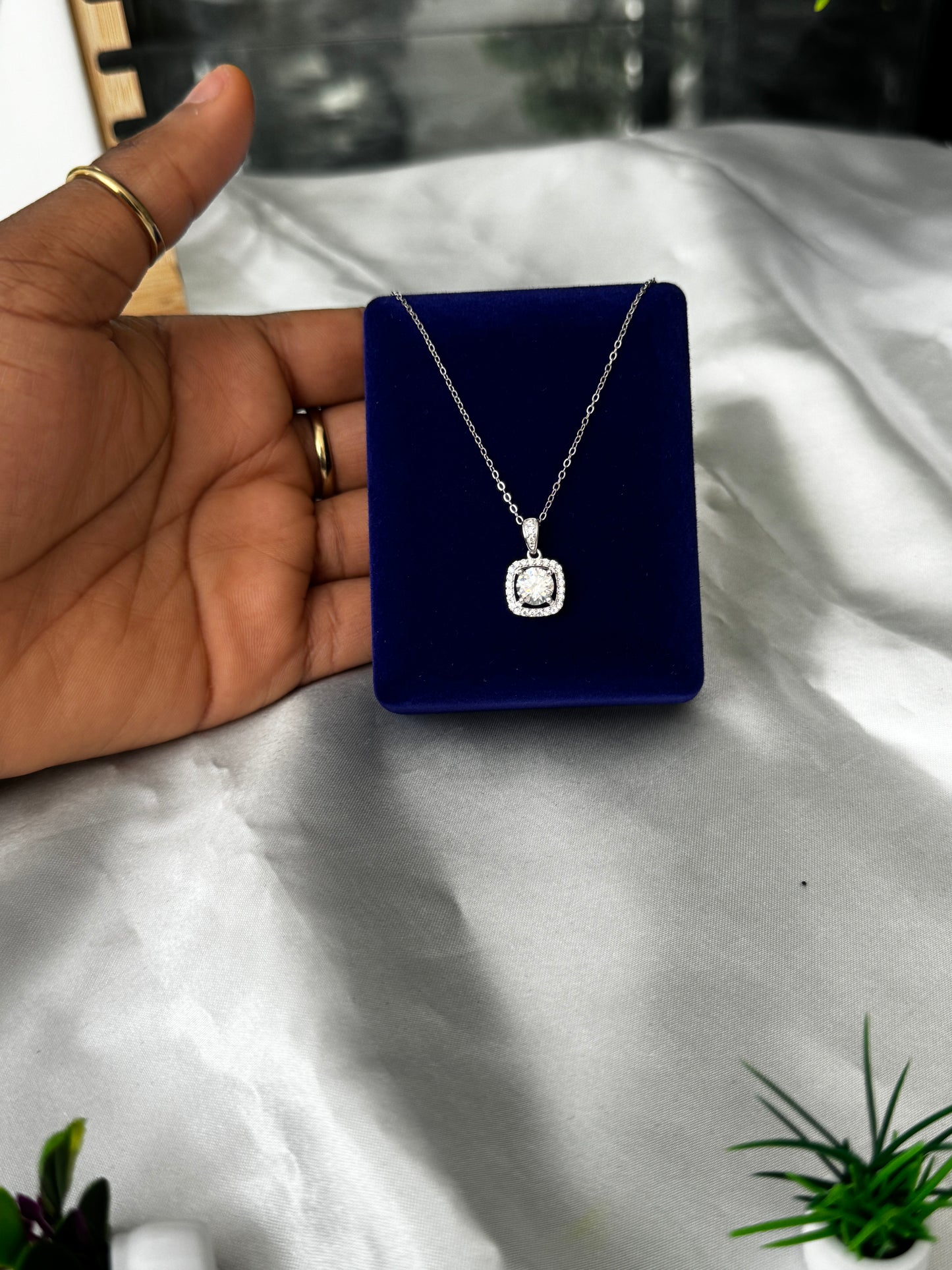 Dilux3 1ct Moissanite 18K Gold Plated Real 925 Sterling Silver Chain Necklace Jewellery for Bridal Wedding Party