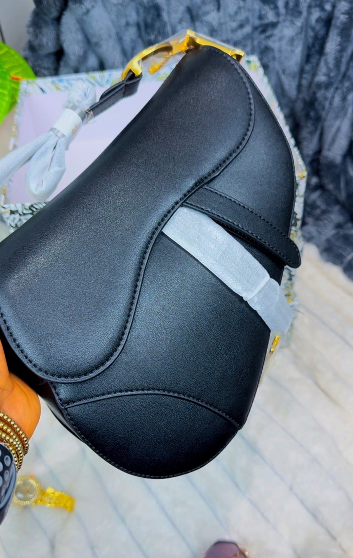 Black Brown Monogram Calfskin Leather Bag LASi011