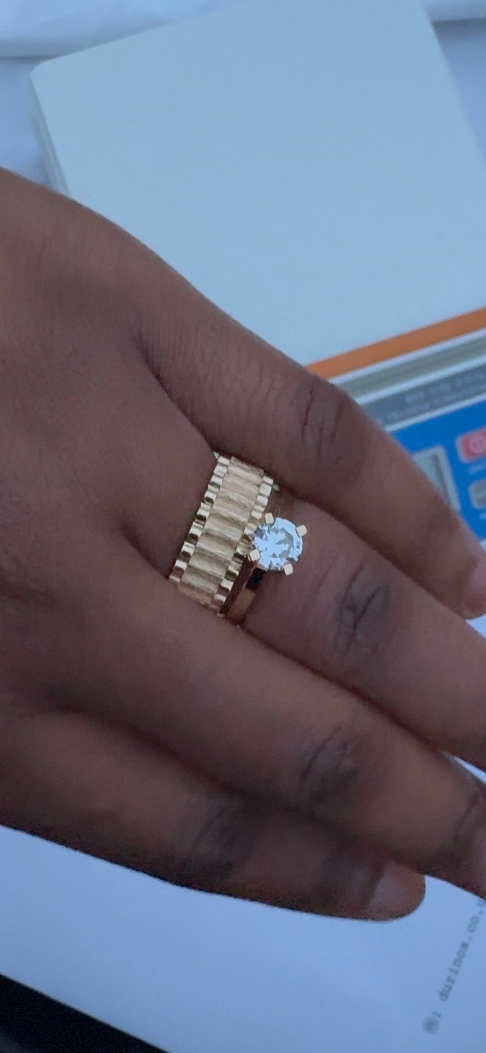 Diigag 18ct Real Gold Wedding Bands Size 6.5 & 7