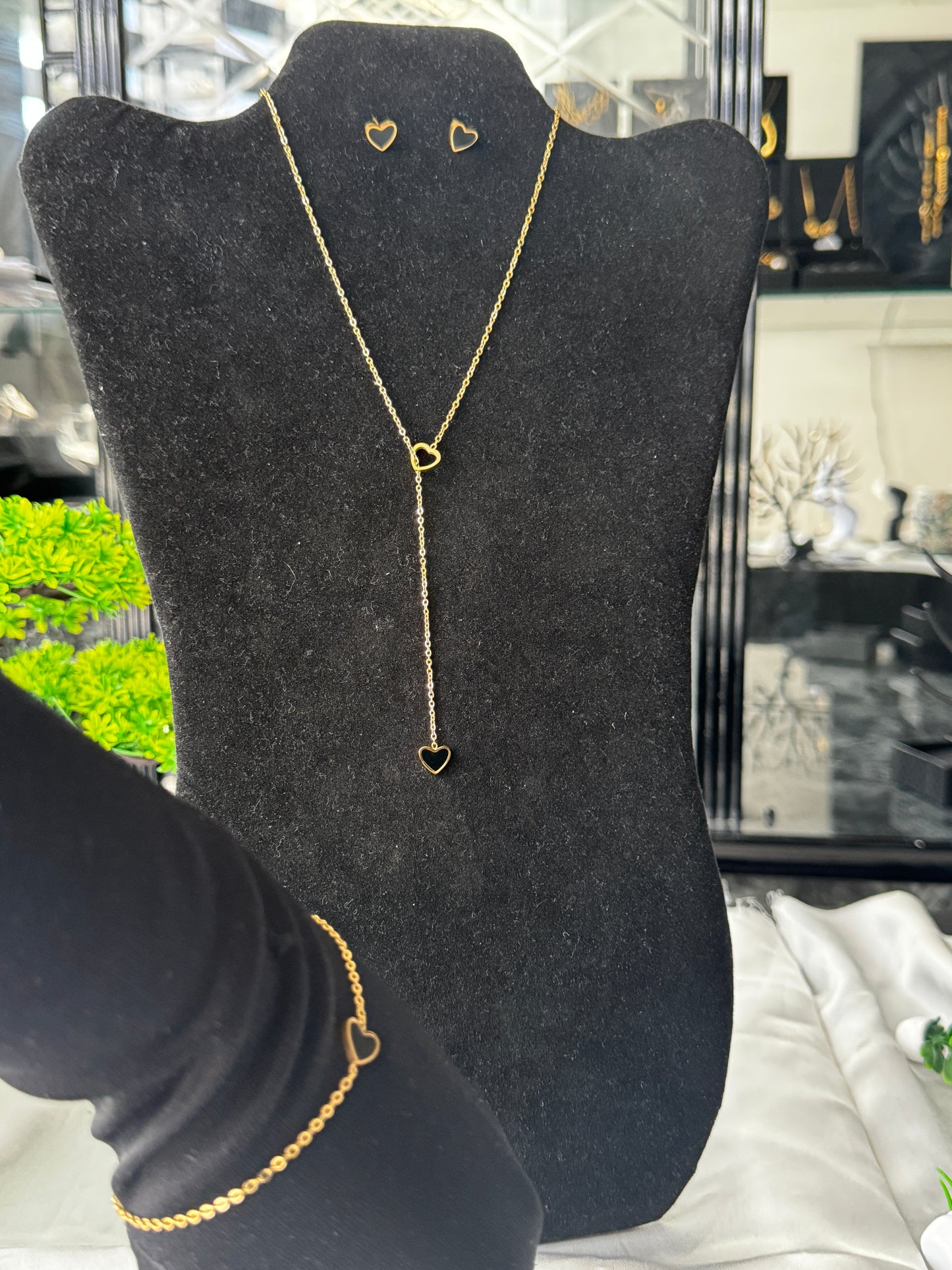 DLix1 Super Double Electroplated Stainless Steel Non Tarnish Elegant Jewellery Set 17+2” Chain Length