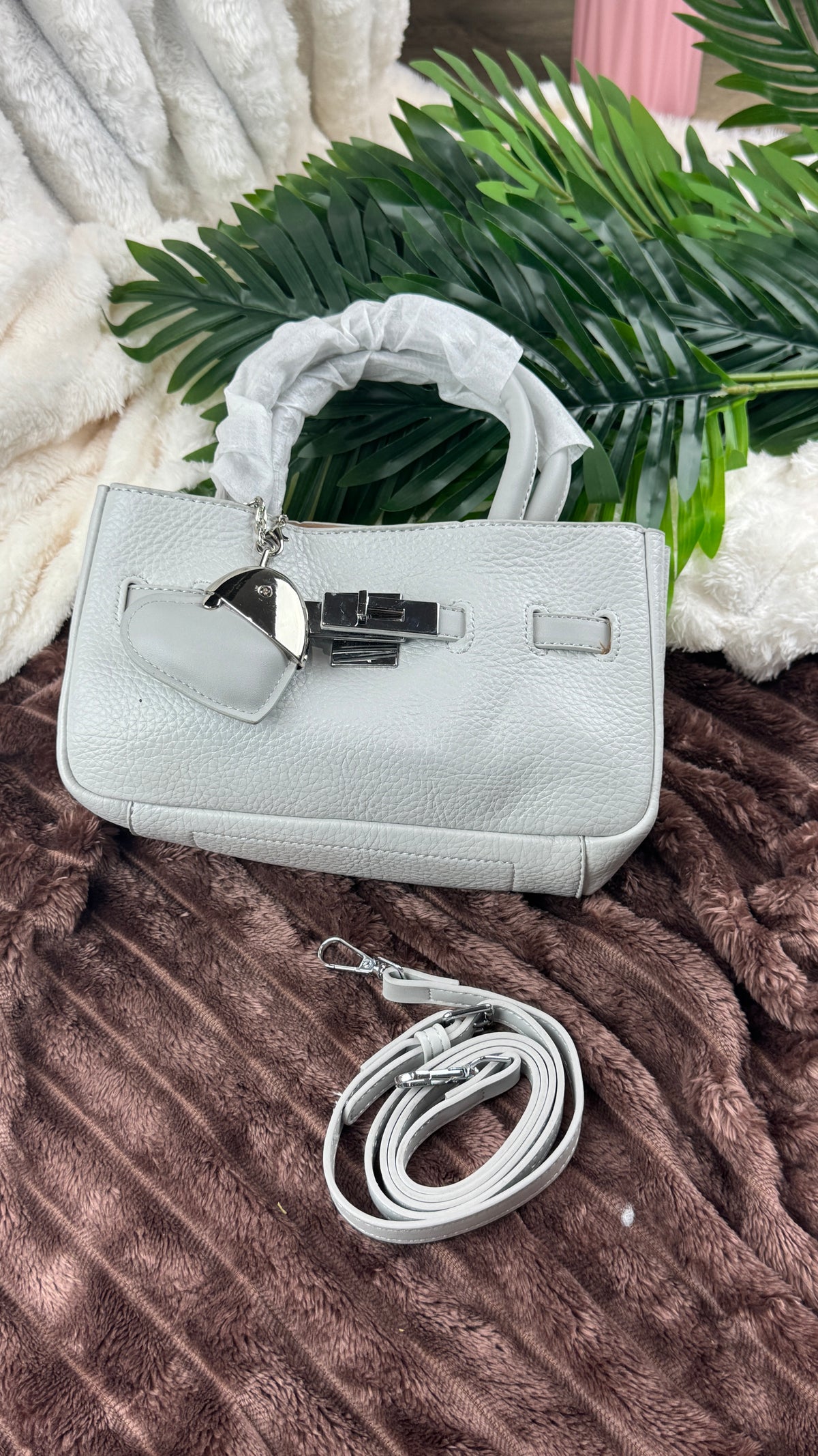 Women’s Light Grey Mini Kelly-Style Top-Handle Bag | LARYZ Everyday 045 | Small-Medium