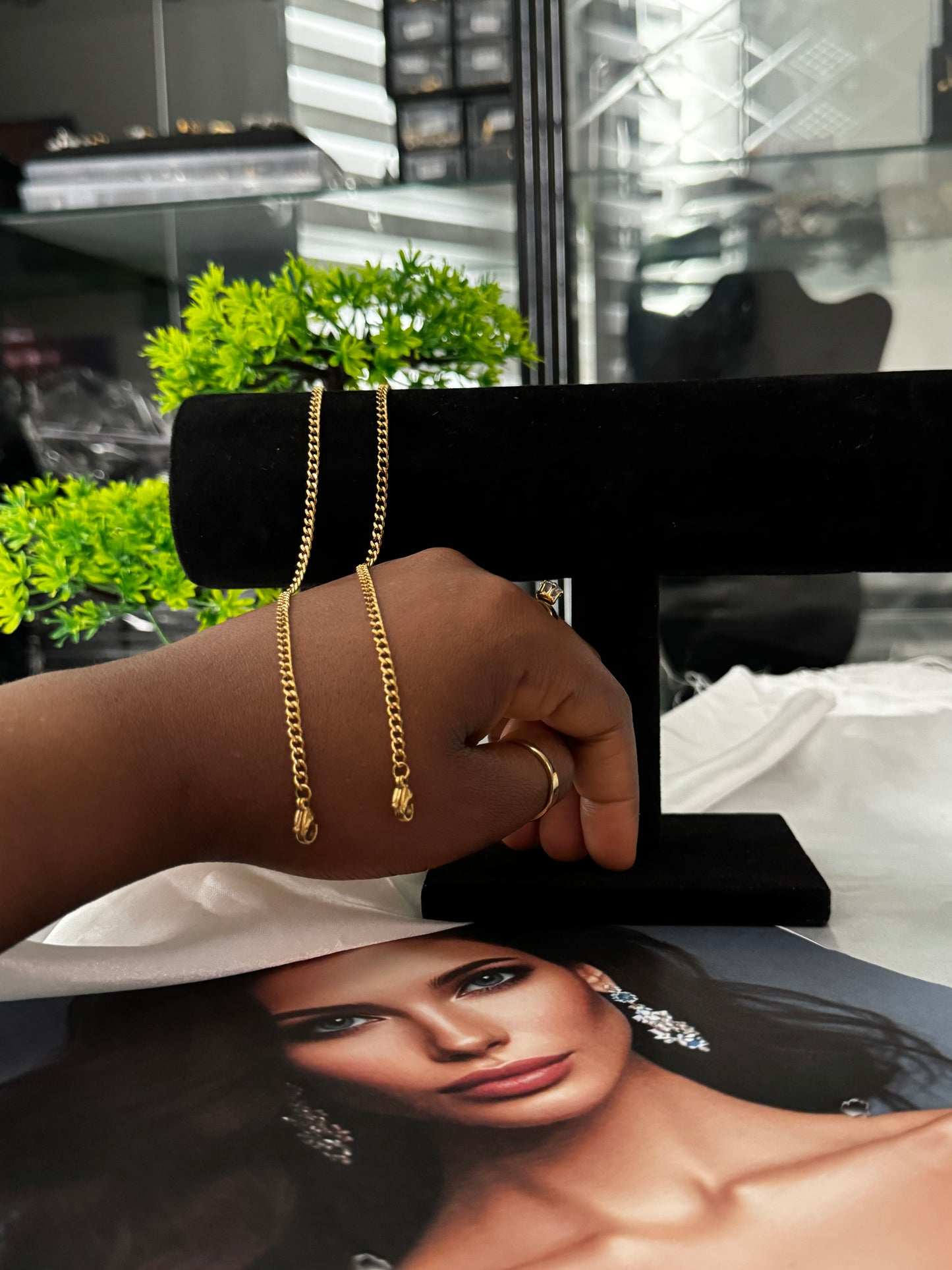 Danch 18K Gold Plated Cuban Chain Anklets Non Tarnish Hypoallergenic