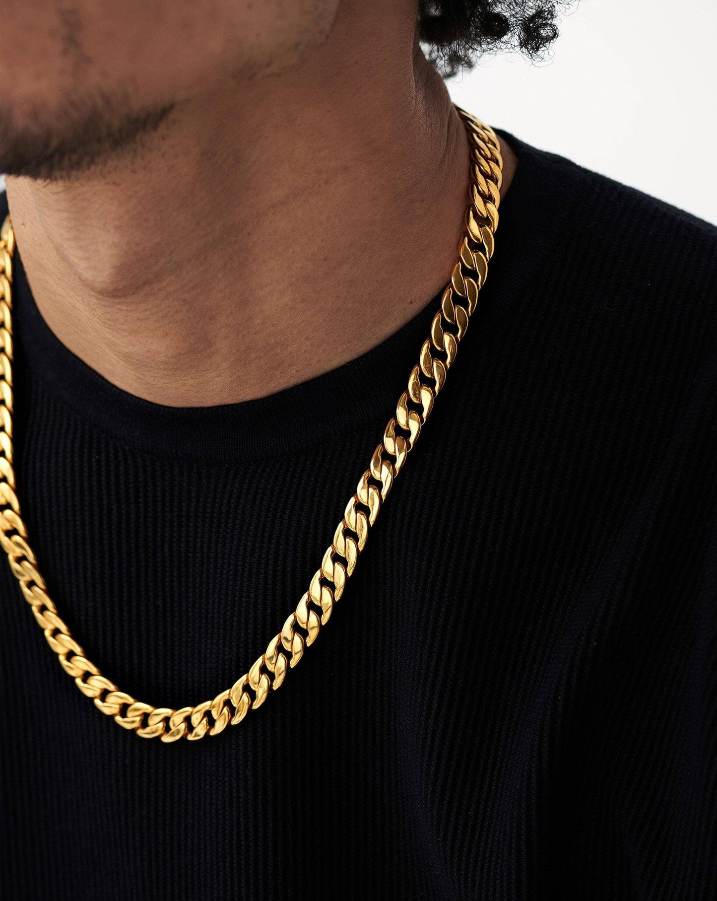 Order Dicub 18K Gold Plated Stainless Steel Cuban Chain Necklace Hip Hop Jewellery Curb Link Figaro Chain for Men & Women