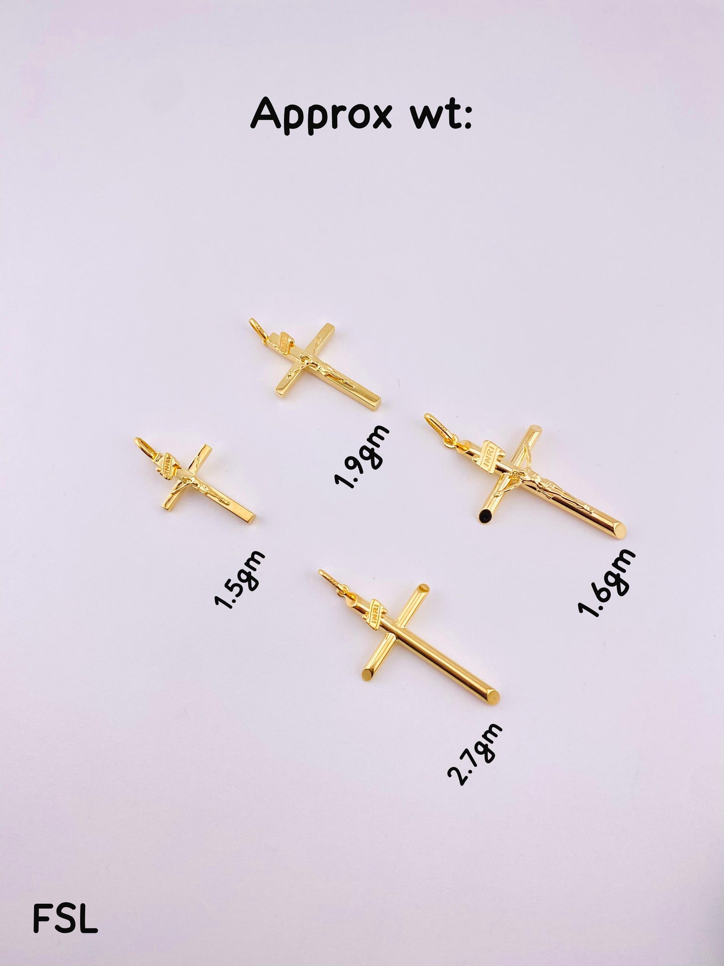 Dellarg 18ct Real Gold Cross Chain Pendant