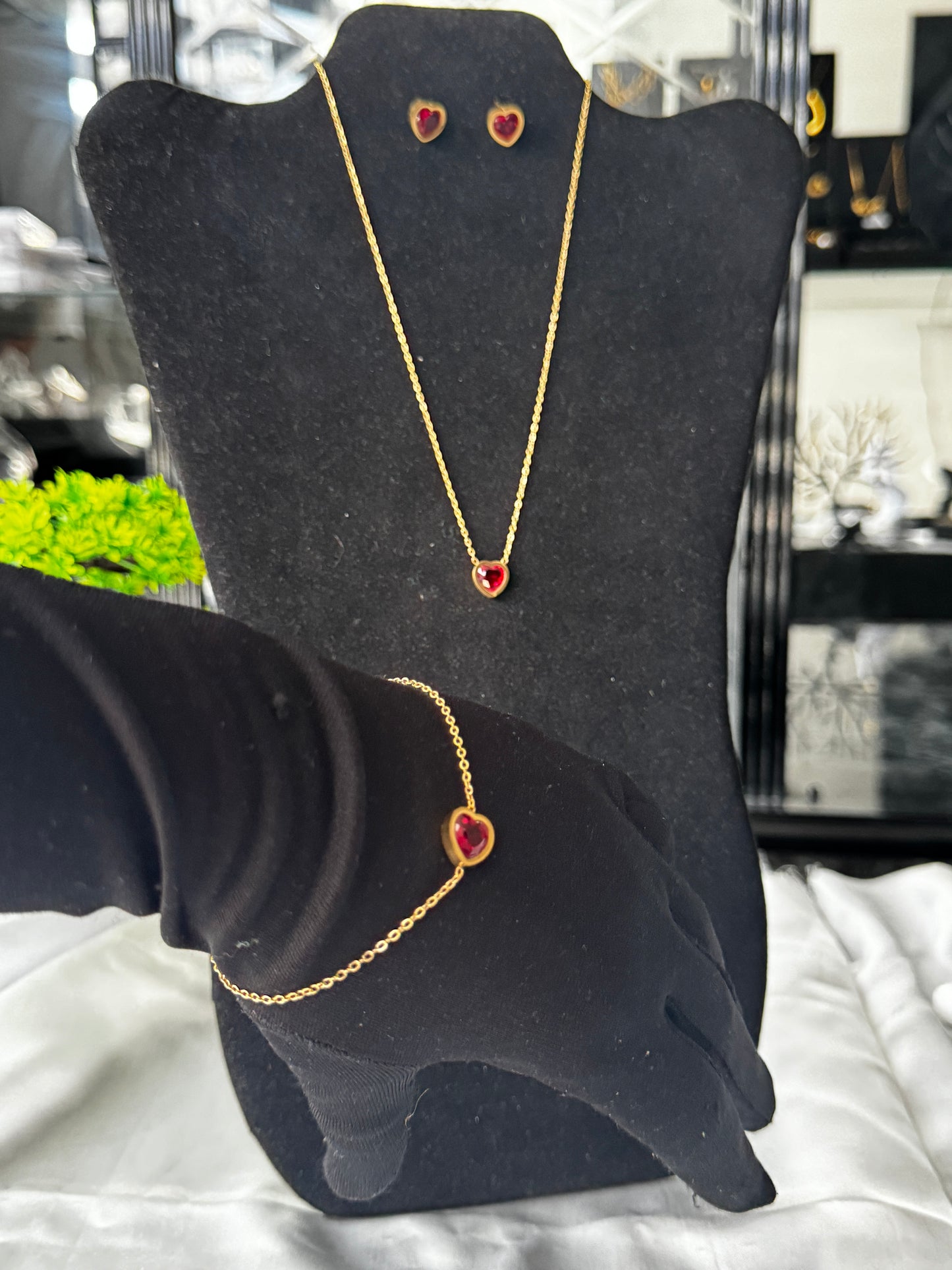 DLix1 Super Double Electroplated Stainless Steel Non Tarnish Elegant Jewellery Set 17+2” Chain Length