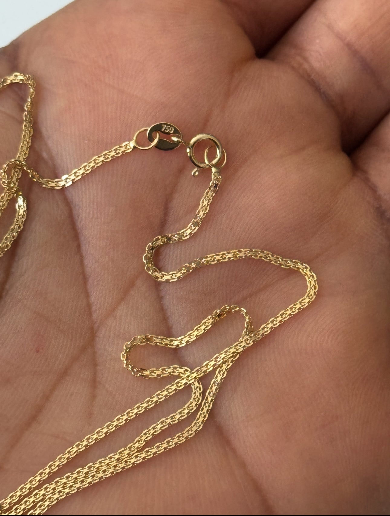 Deglag 18ct Solid Gold Carpet Chain Necklace 18 Inches