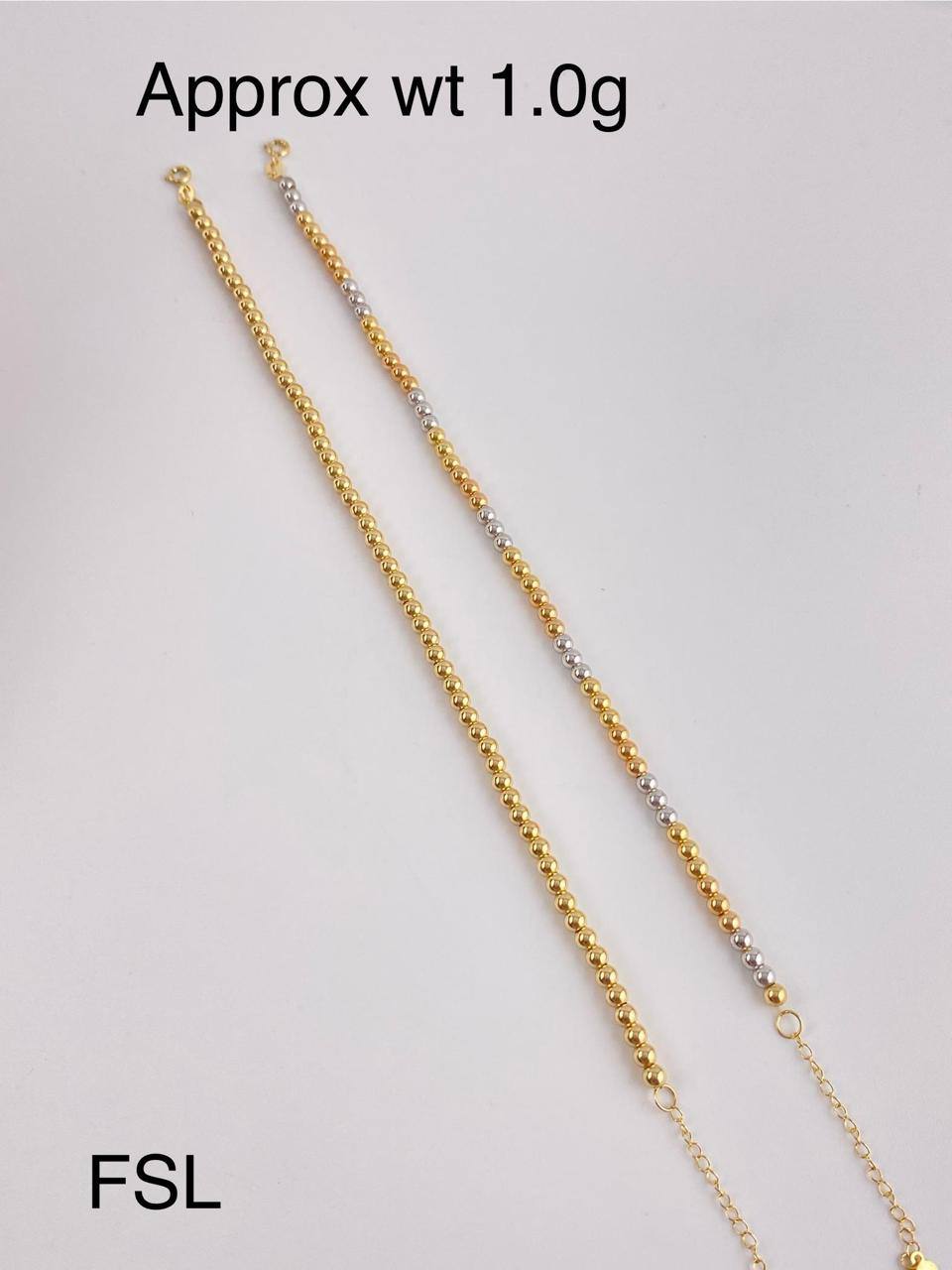 DefaJ 18 Karat Pure Gold Ball Bracelet 8inches