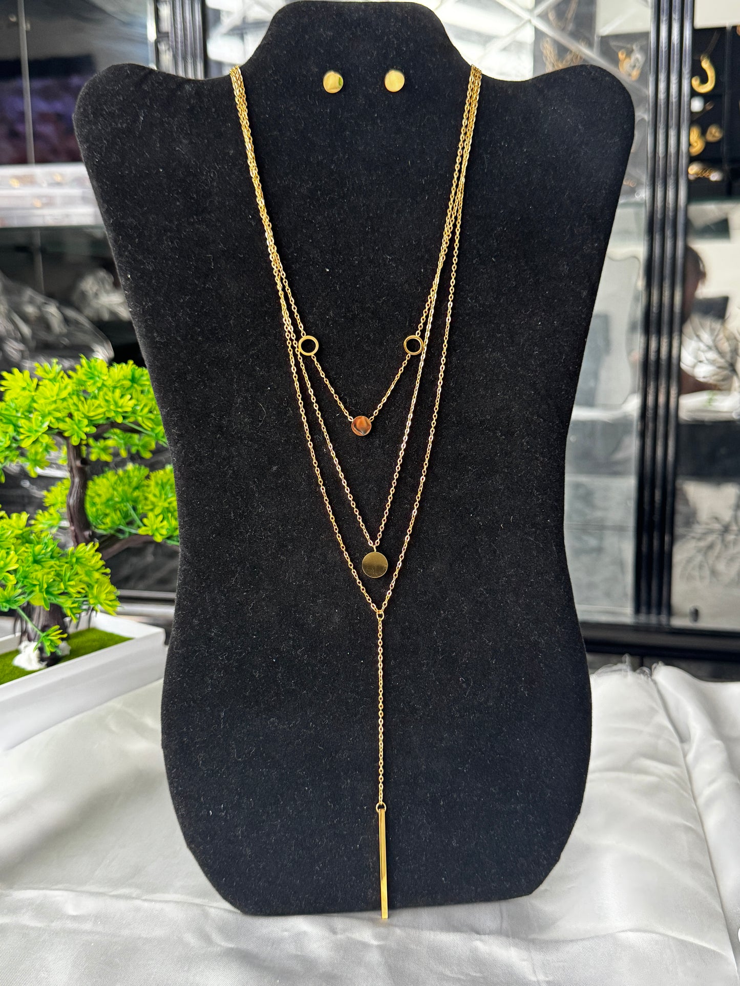 DLix Non Tarnish Hypoallergenic Elegant Party Wedding Engagement Chain Necklace Jewellery Set