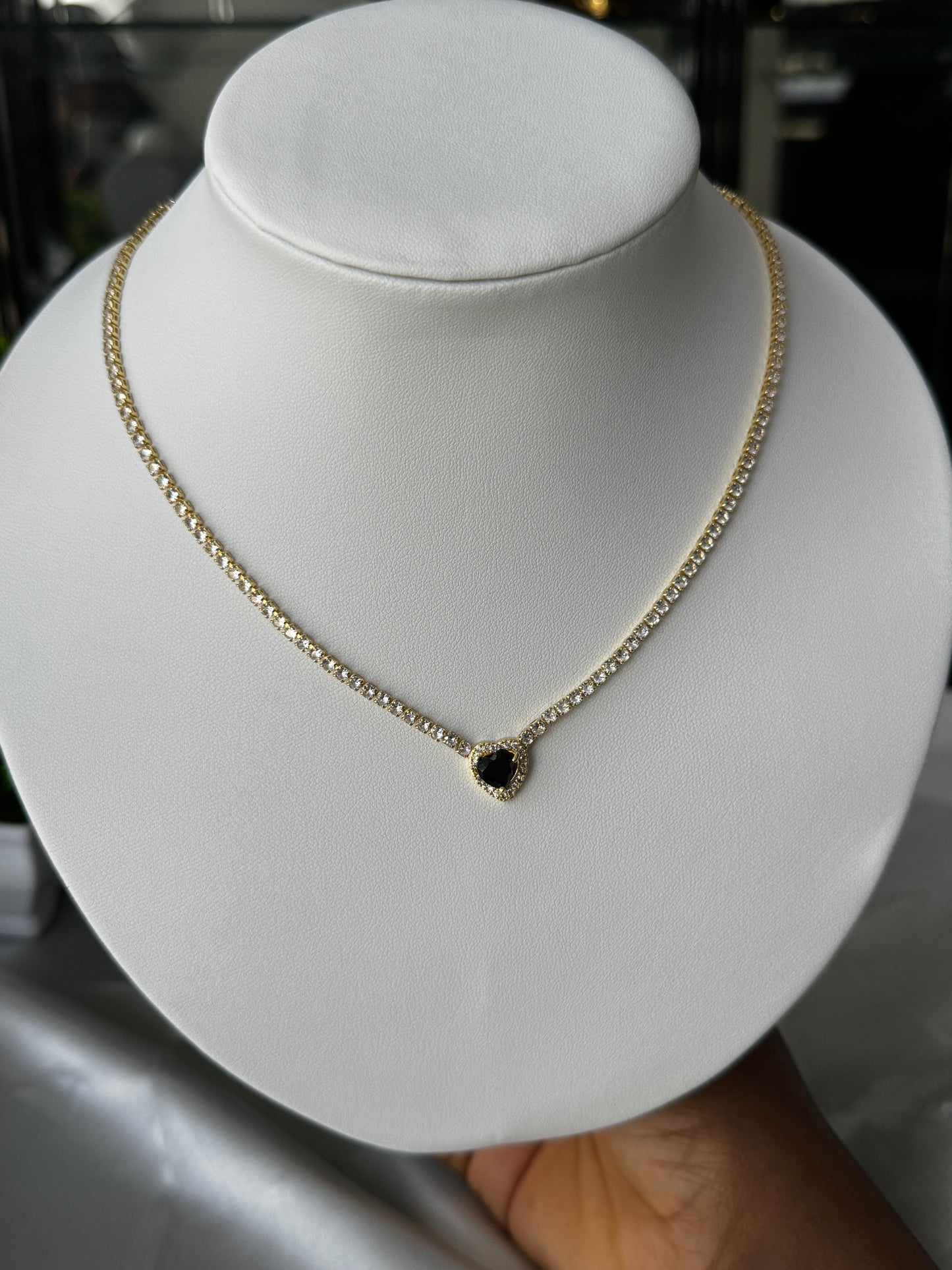 Diten1 Crystal Studded Elegant Chain Necklace