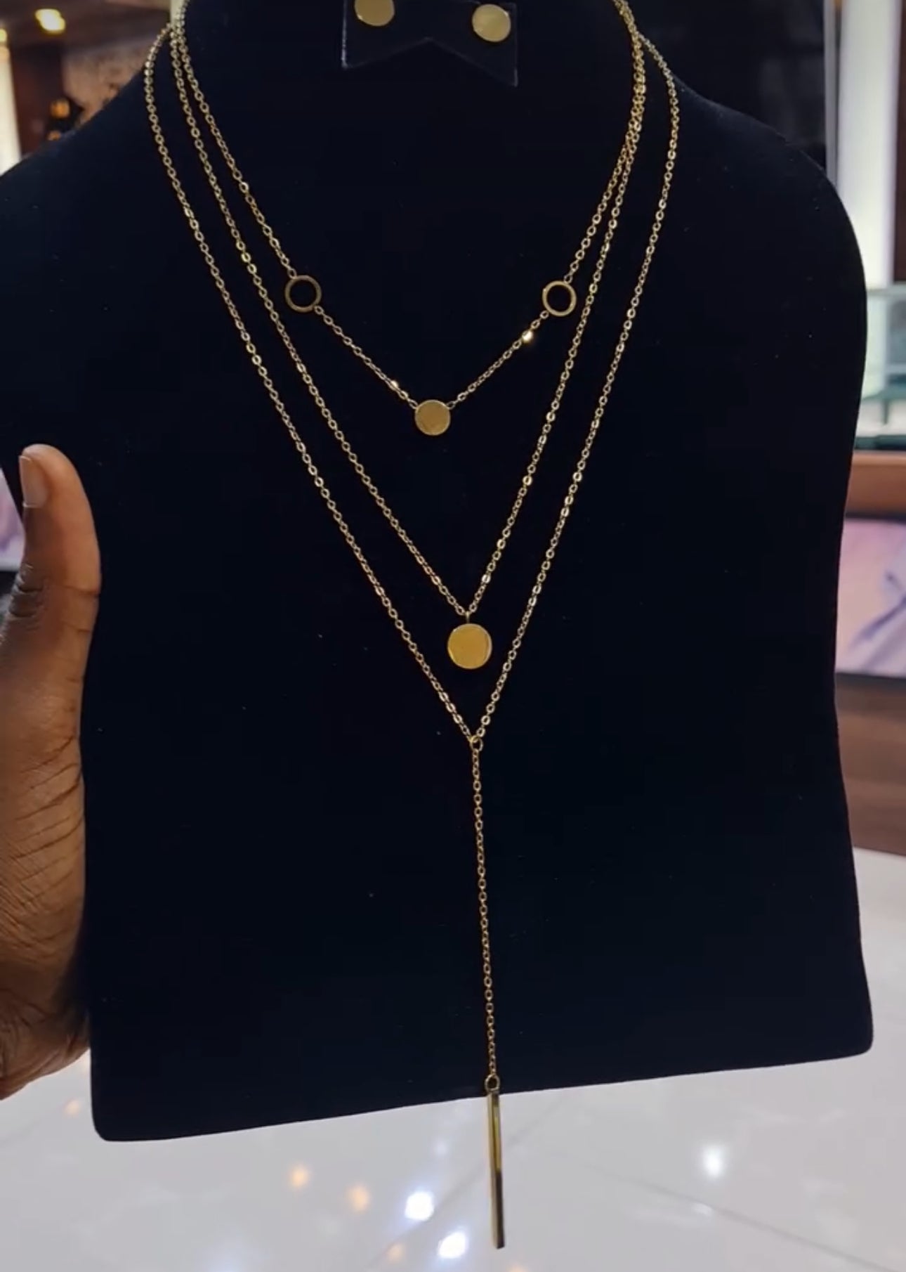 DLix Non Tarnish Hypoallergenic Elegant Party Wedding Engagement Chain Necklace Jewellery Set