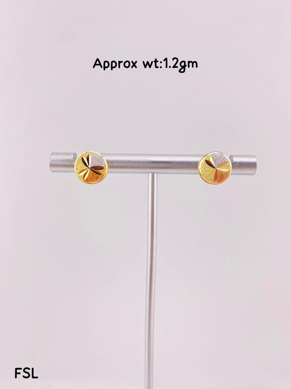 Degems 18ct Real Gold Pin Stud Earrings