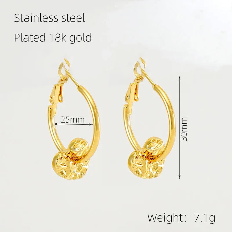 Dema 18K Gold Plated Stainless Steel Hoops For Women and Teenagers