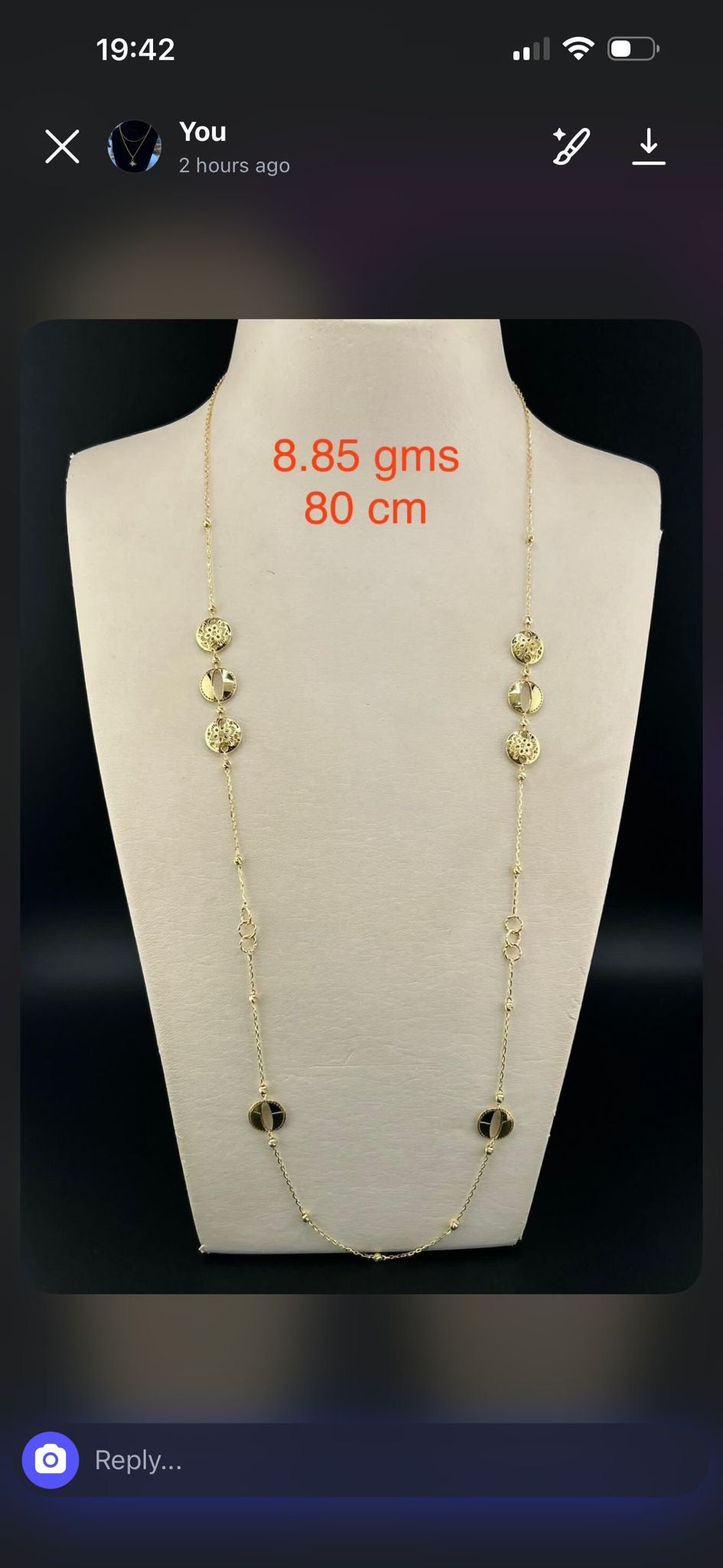 Deedaams 18ct Solid Gold Long Dress Chain 31.5 Inches