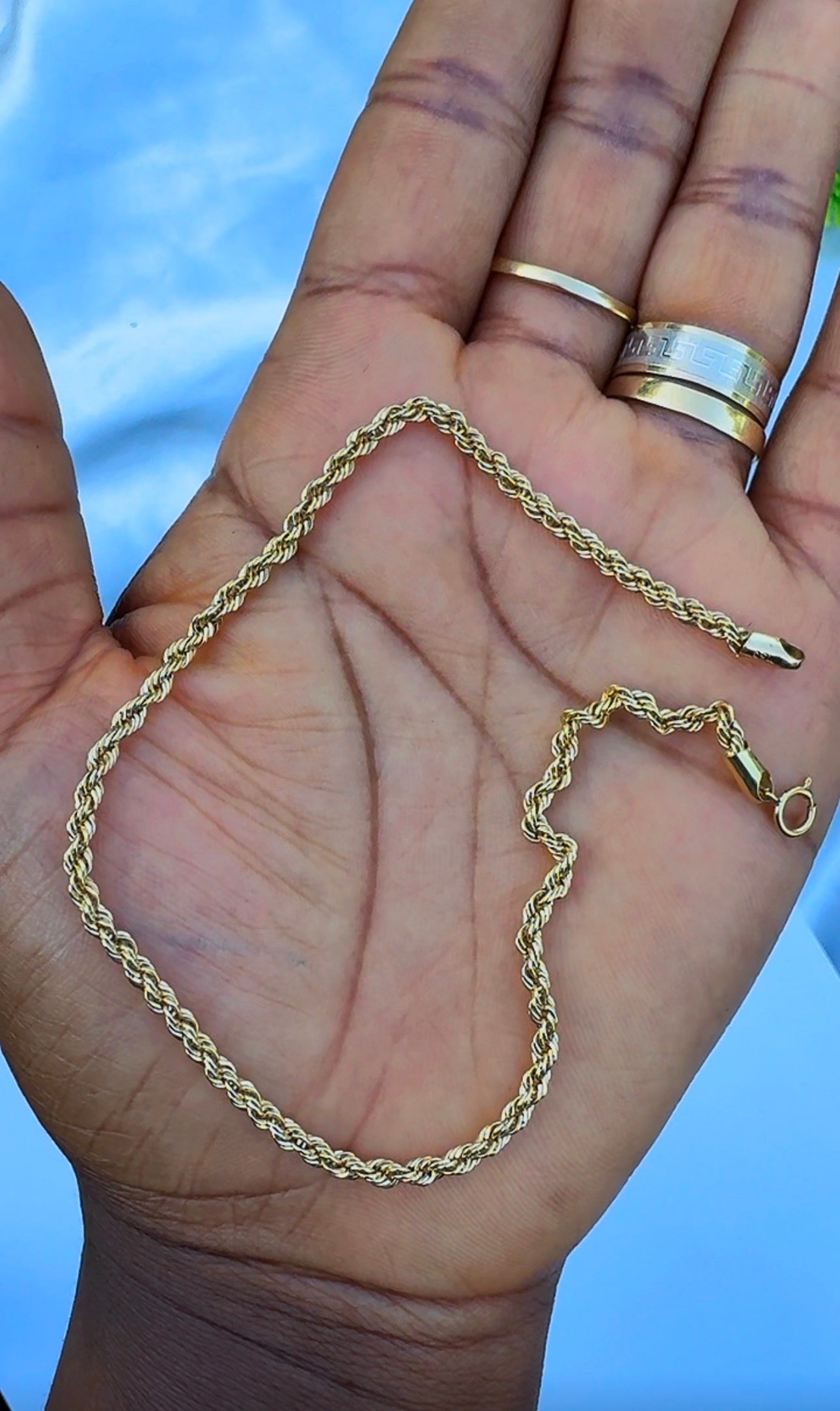 18K Solid Gold Rope Anklet – 2.2g | 10 Inches