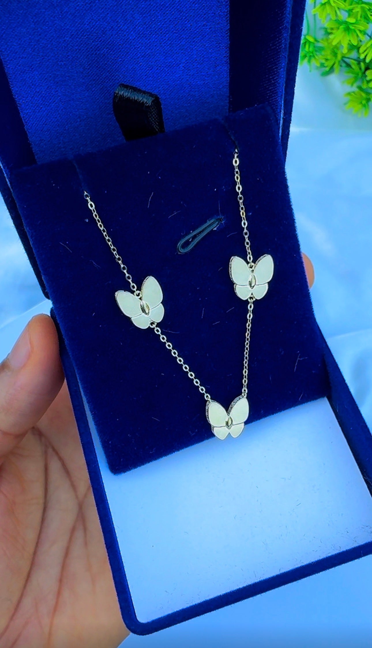 18ct Real Gold Triple Butterfly Necklace | 3.3g | 17” + 1” (18 Inches)