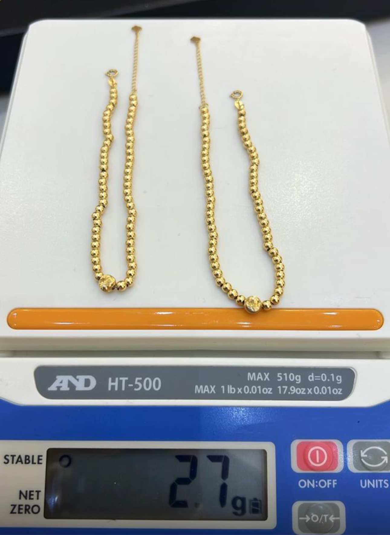 DefaJ 18 Karat Pure Gold Ball Bracelet 8inches