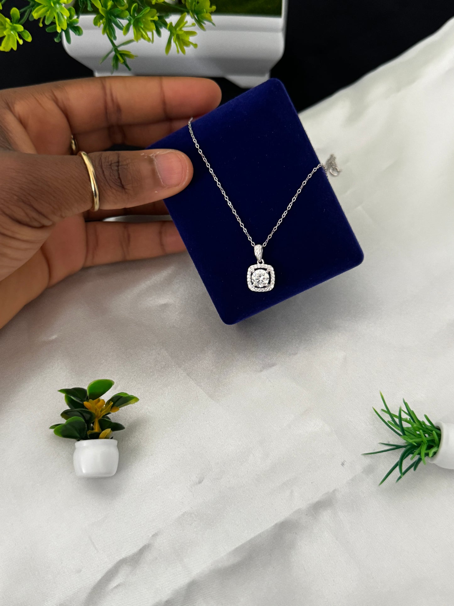 Dilux3 1ct Moissanite 18K Gold Plated Real 925 Sterling Silver Chain Necklace Jewellery for Bridal Wedding Party