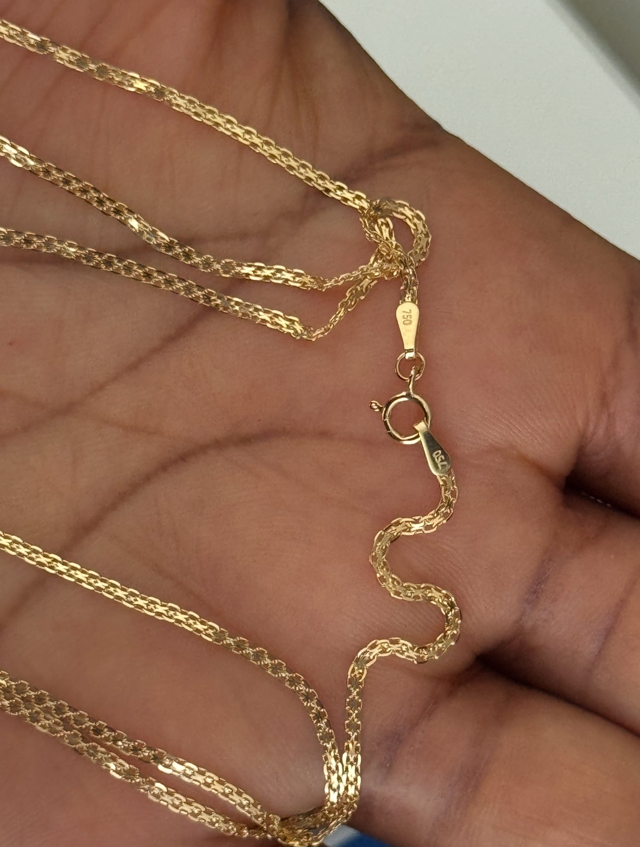 Deglag 18ct Solid Gold Carpet Chain Necklace 18 Inches