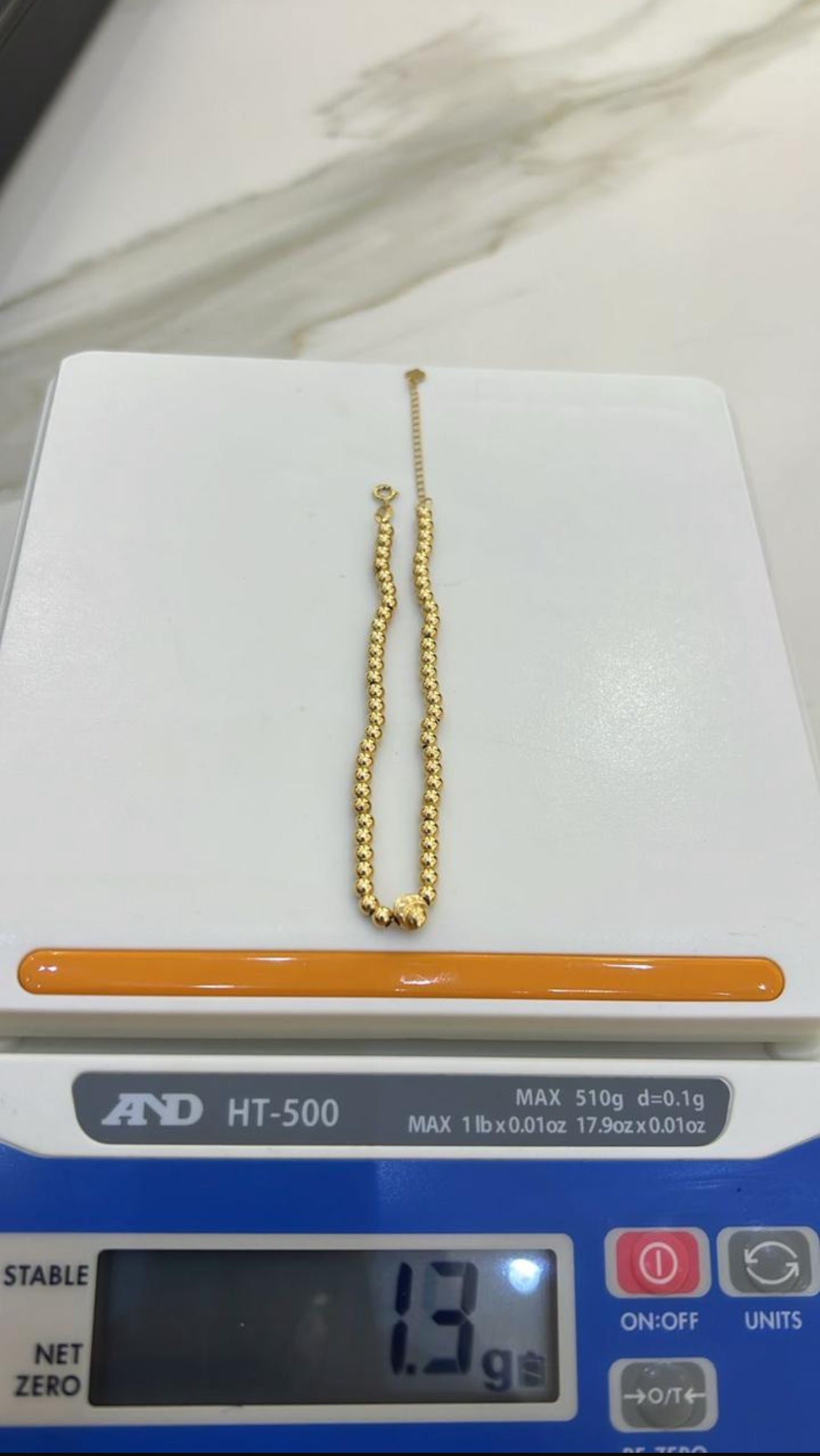 DefaJ 18 Karat Pure Gold Ball Bracelet 8inches